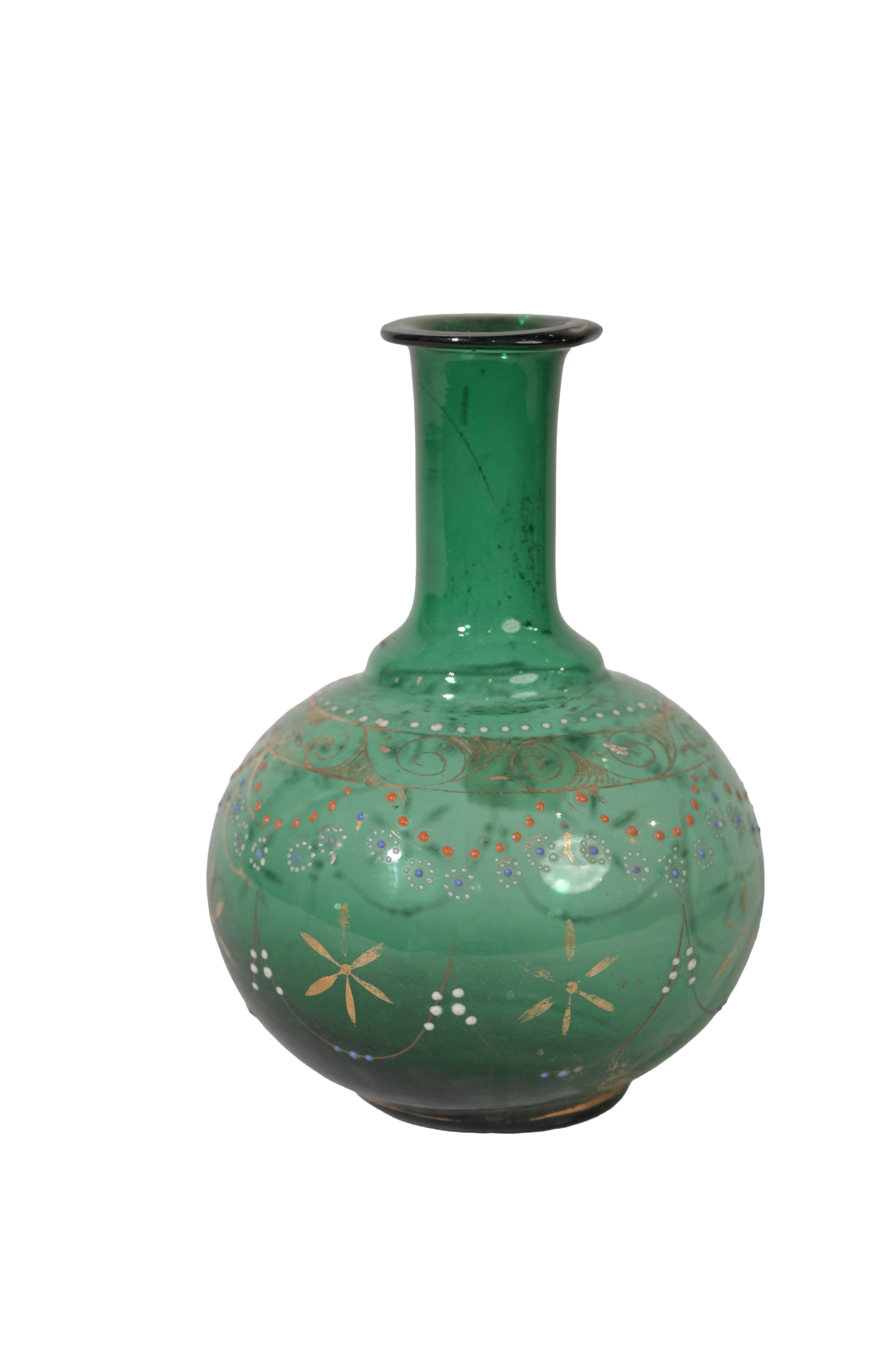 Emerald Handpainted Glass Vase