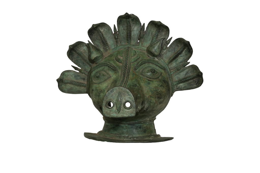 Sacred Panjurli Bhuta Bronze Mask Sculpture