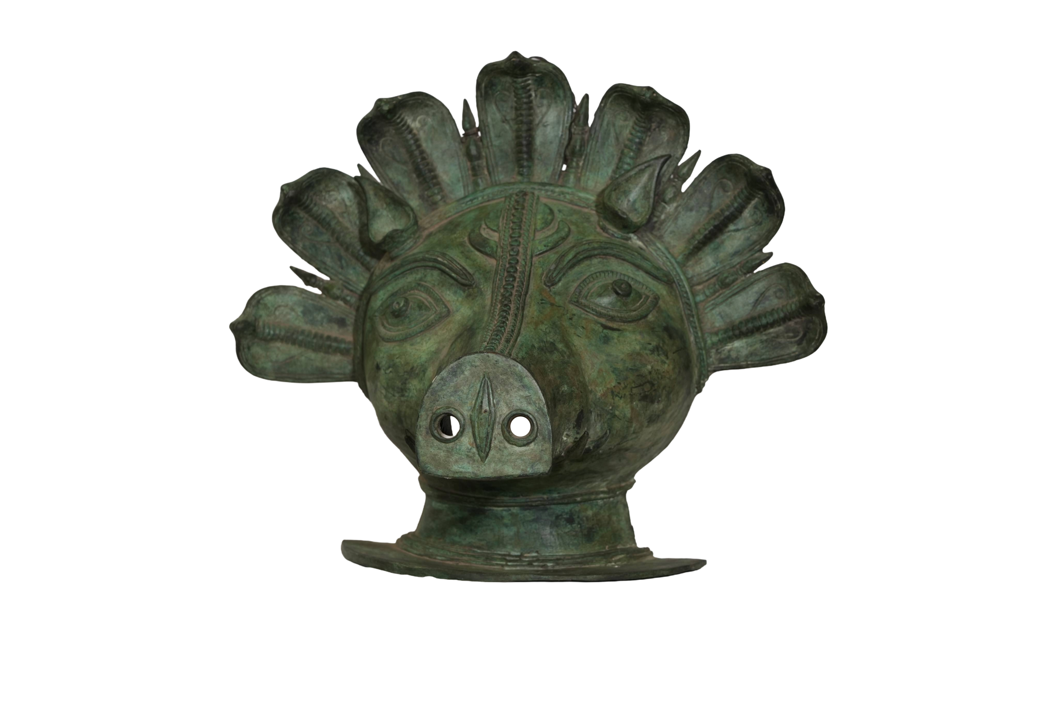Sacred Panjurli Bhuta Bronze Mask Sculpture
