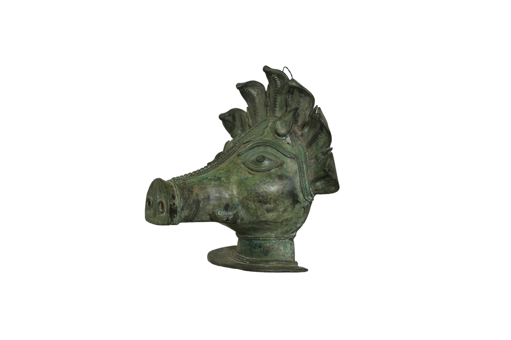 Sacred Panjurli Bhuta Bronze Mask Sculpture
