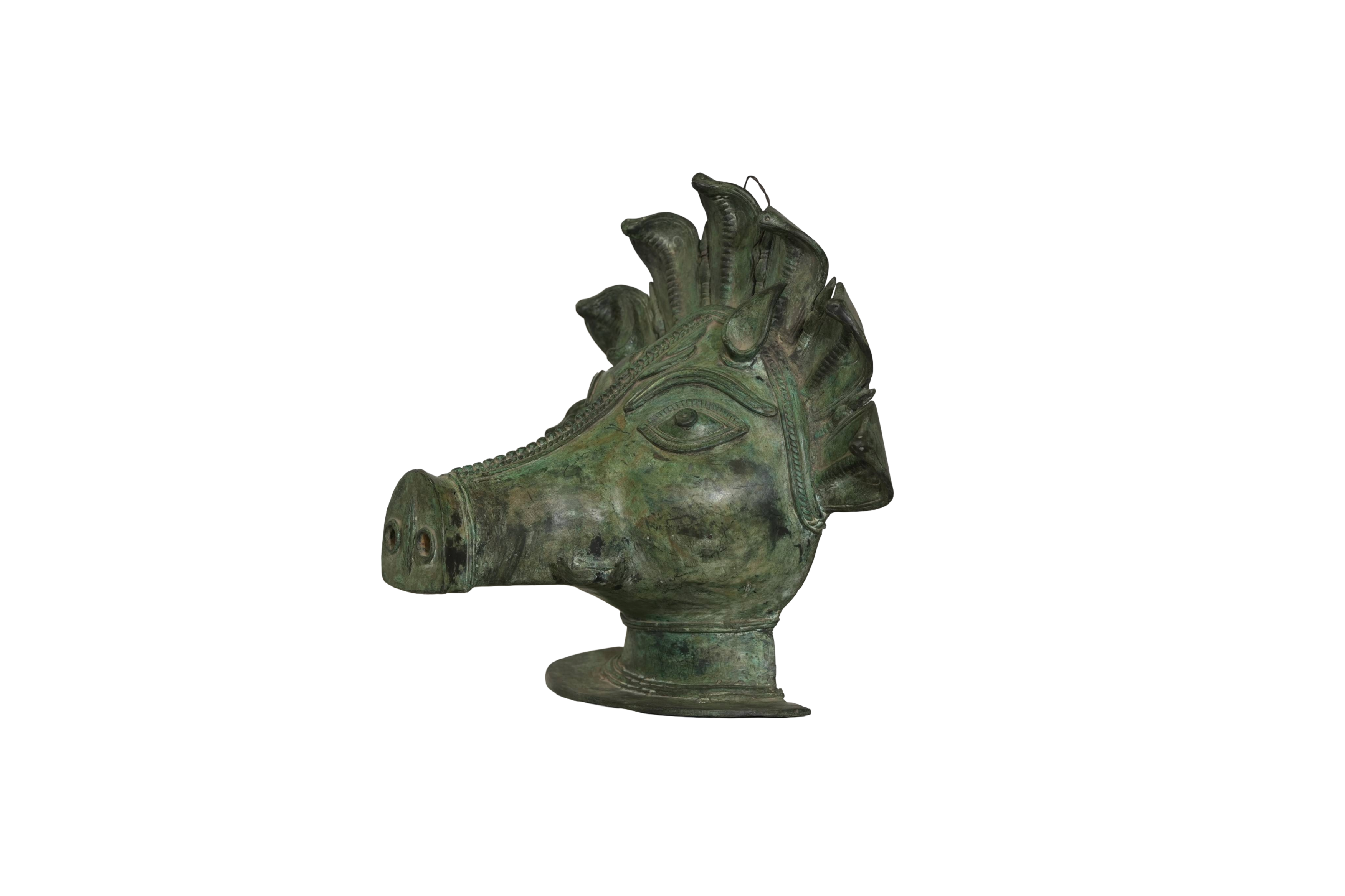 Sacred Panjurli Bhuta Bronze Mask Sculpture