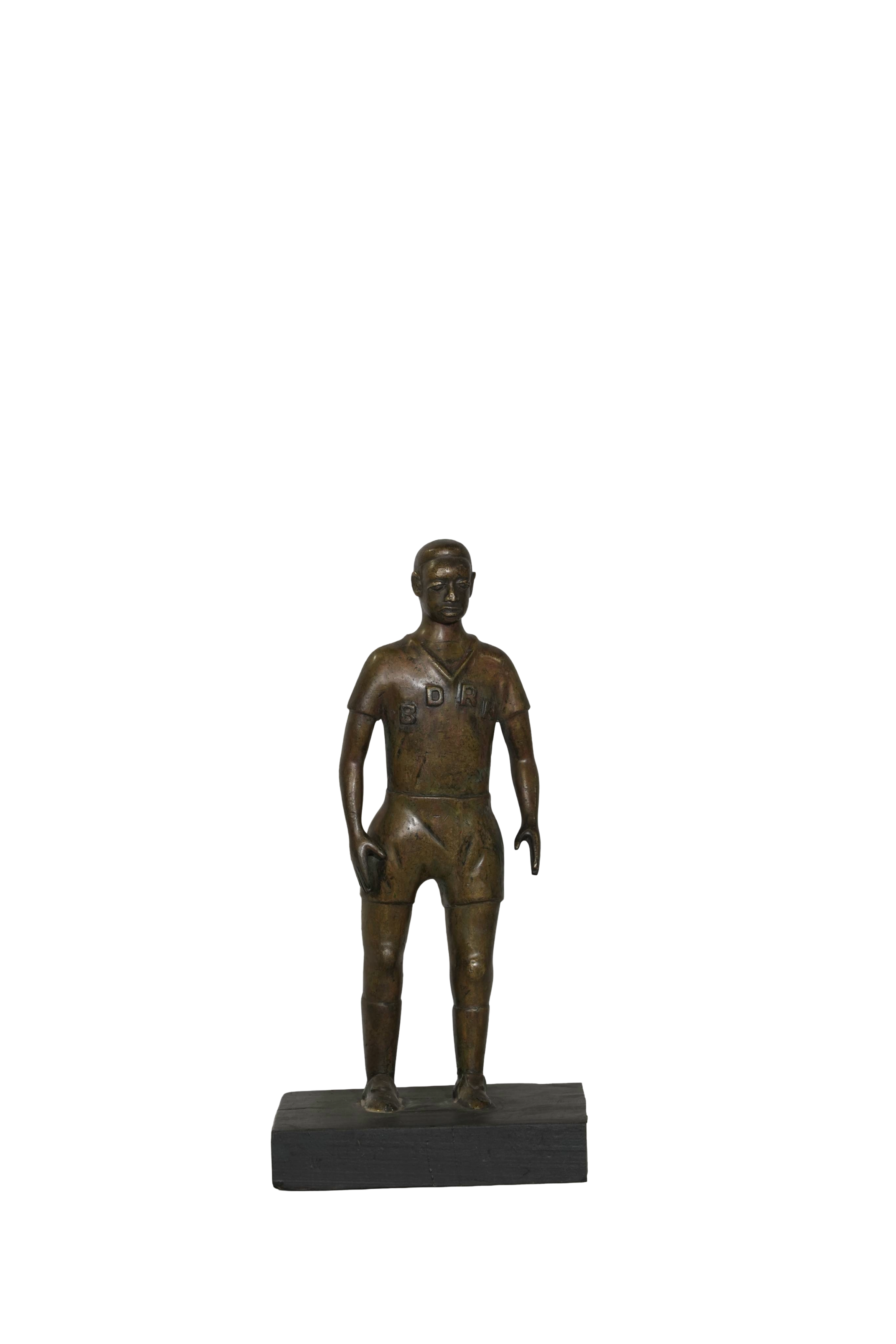 Antique Football Player Bronze Figurine