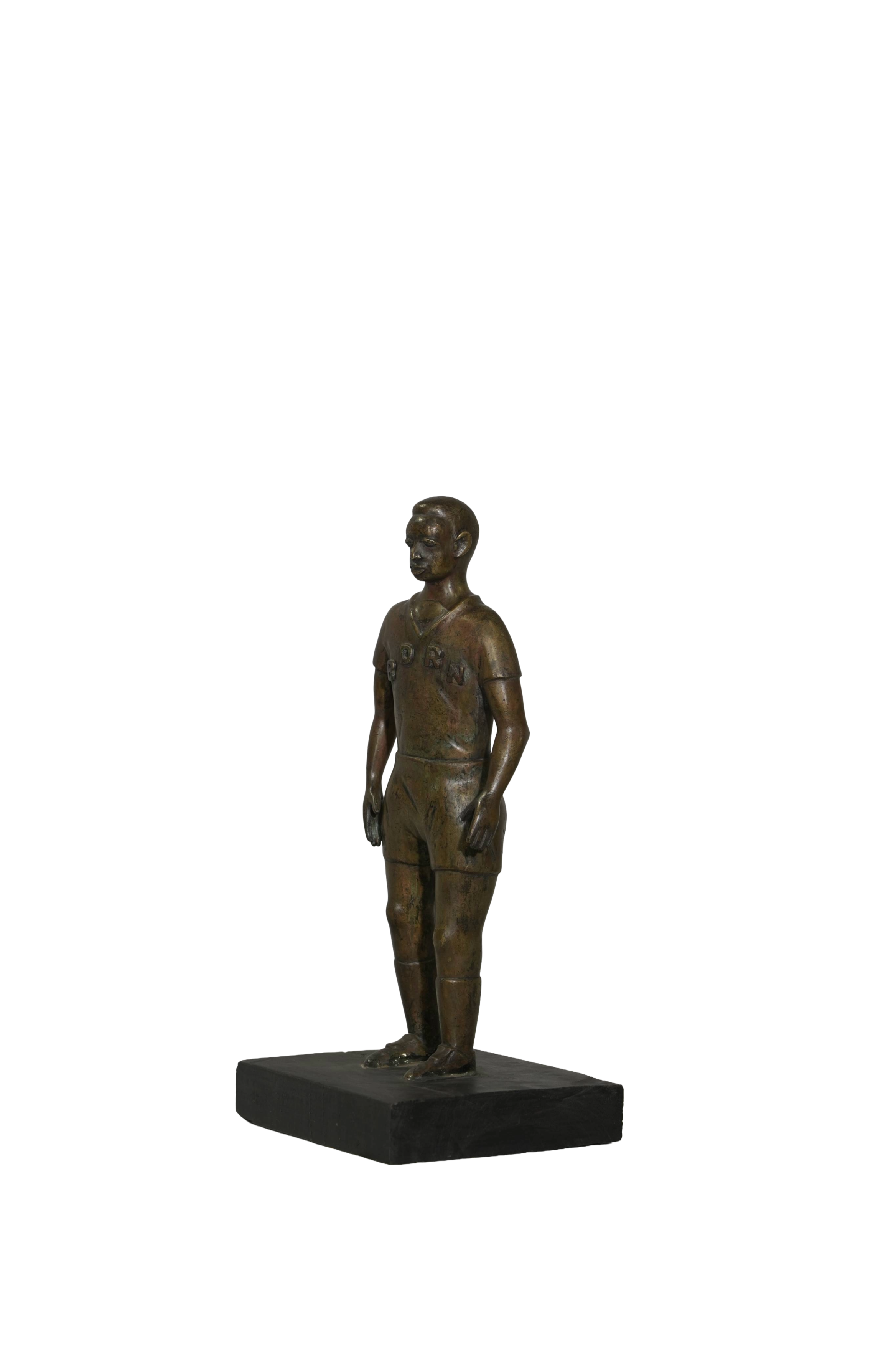 Antique Football Player Bronze Figurine