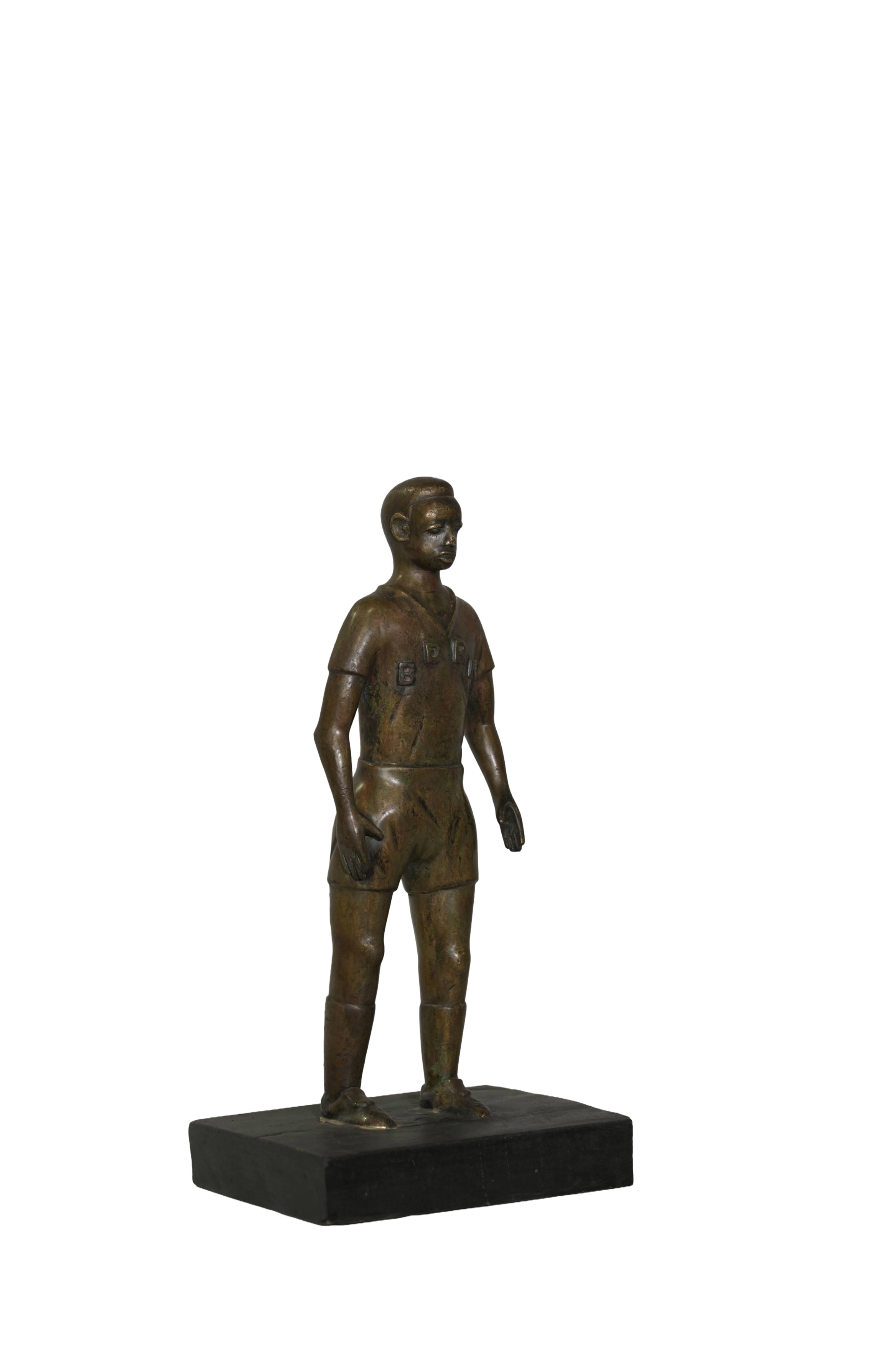 Antique Football Player Bronze Figurine