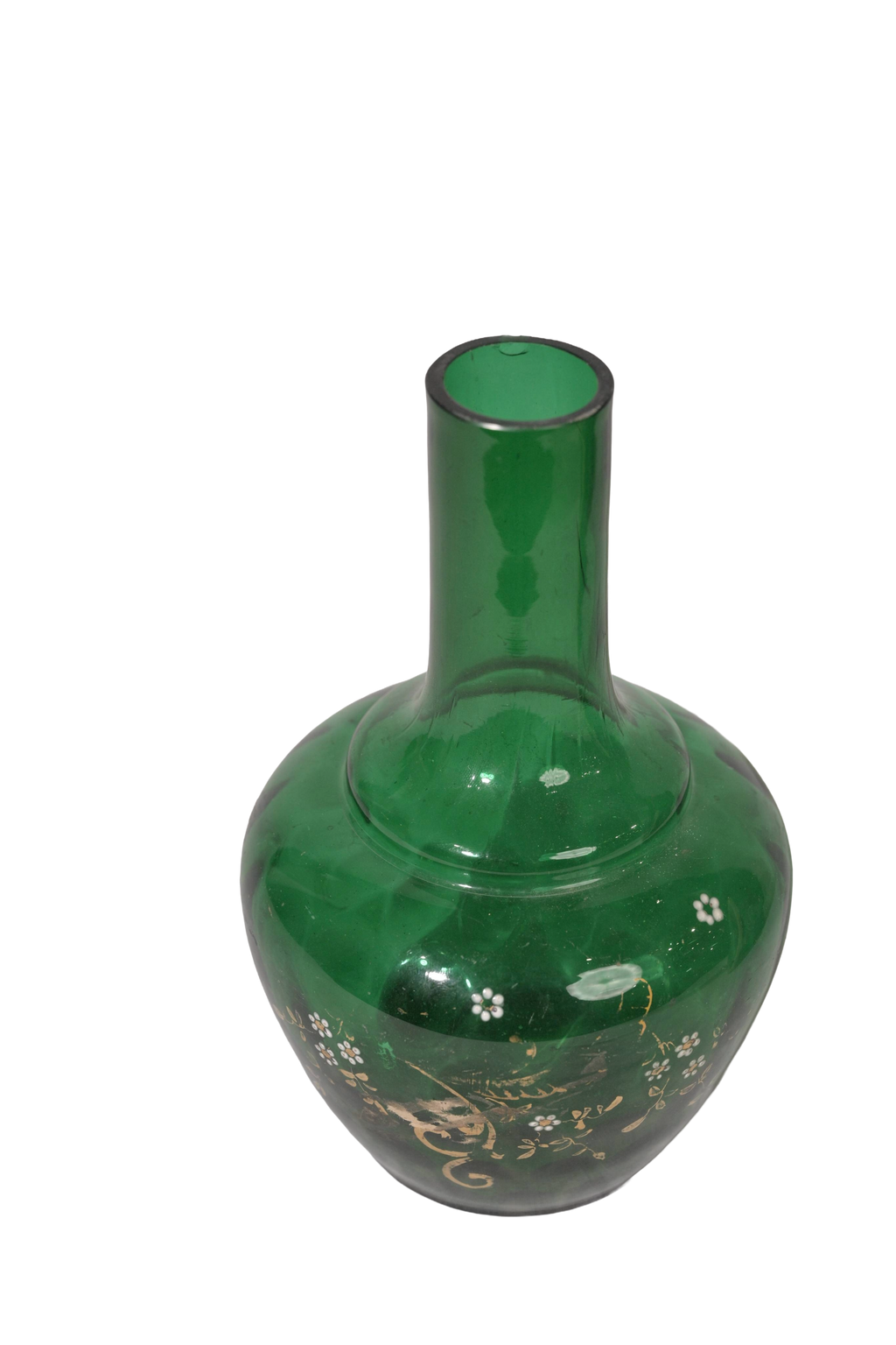 Vintage Green Glass Bud Vase