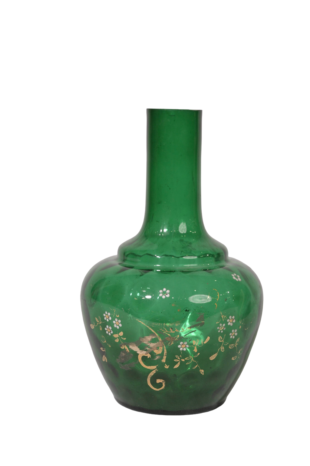 Vintage Green Glass Bud Vase