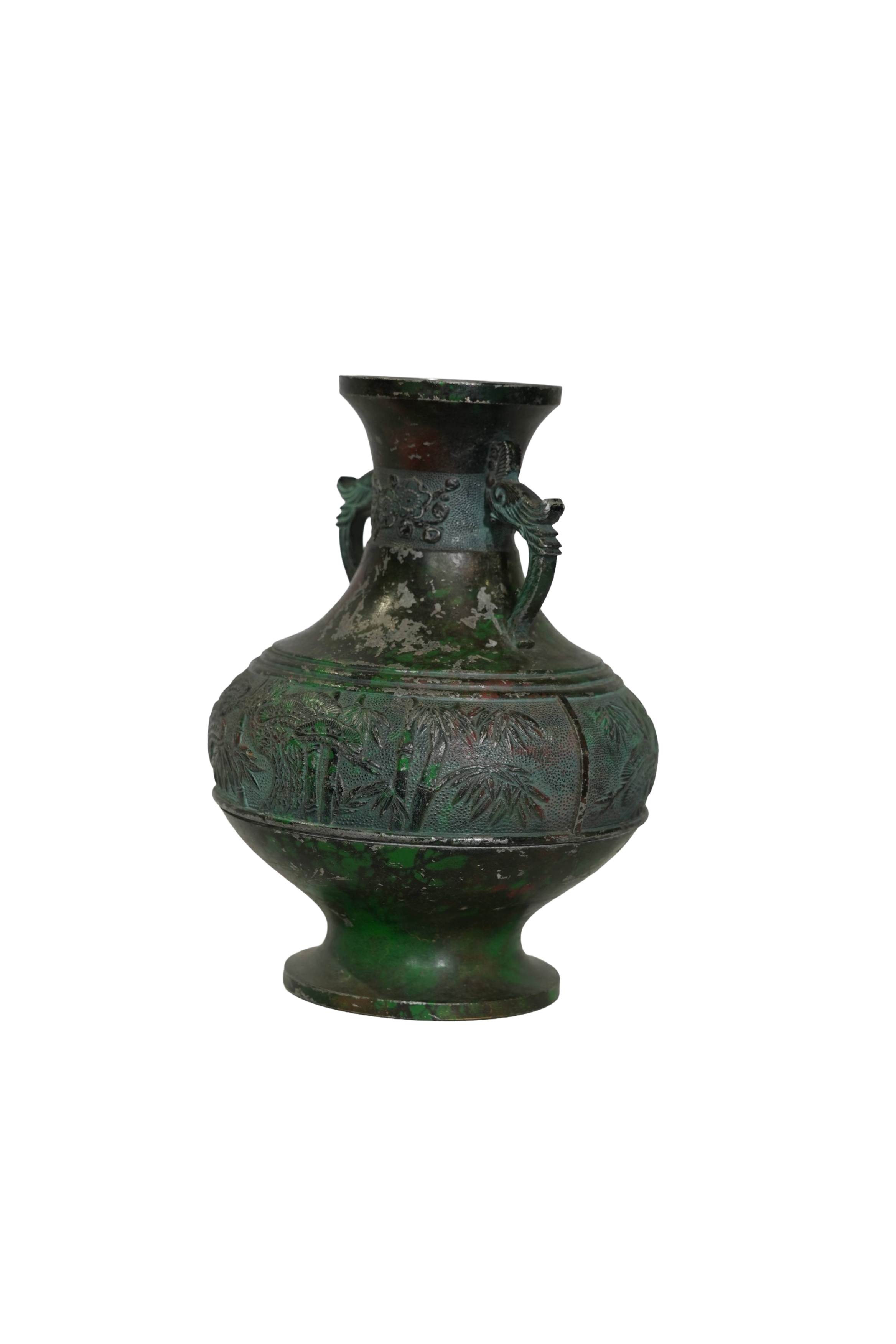 Antique Verdigris Bronze Decorative Vase