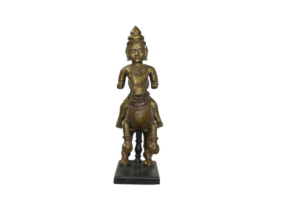 Sacred Khandoba Horseback Bronze Sculpture