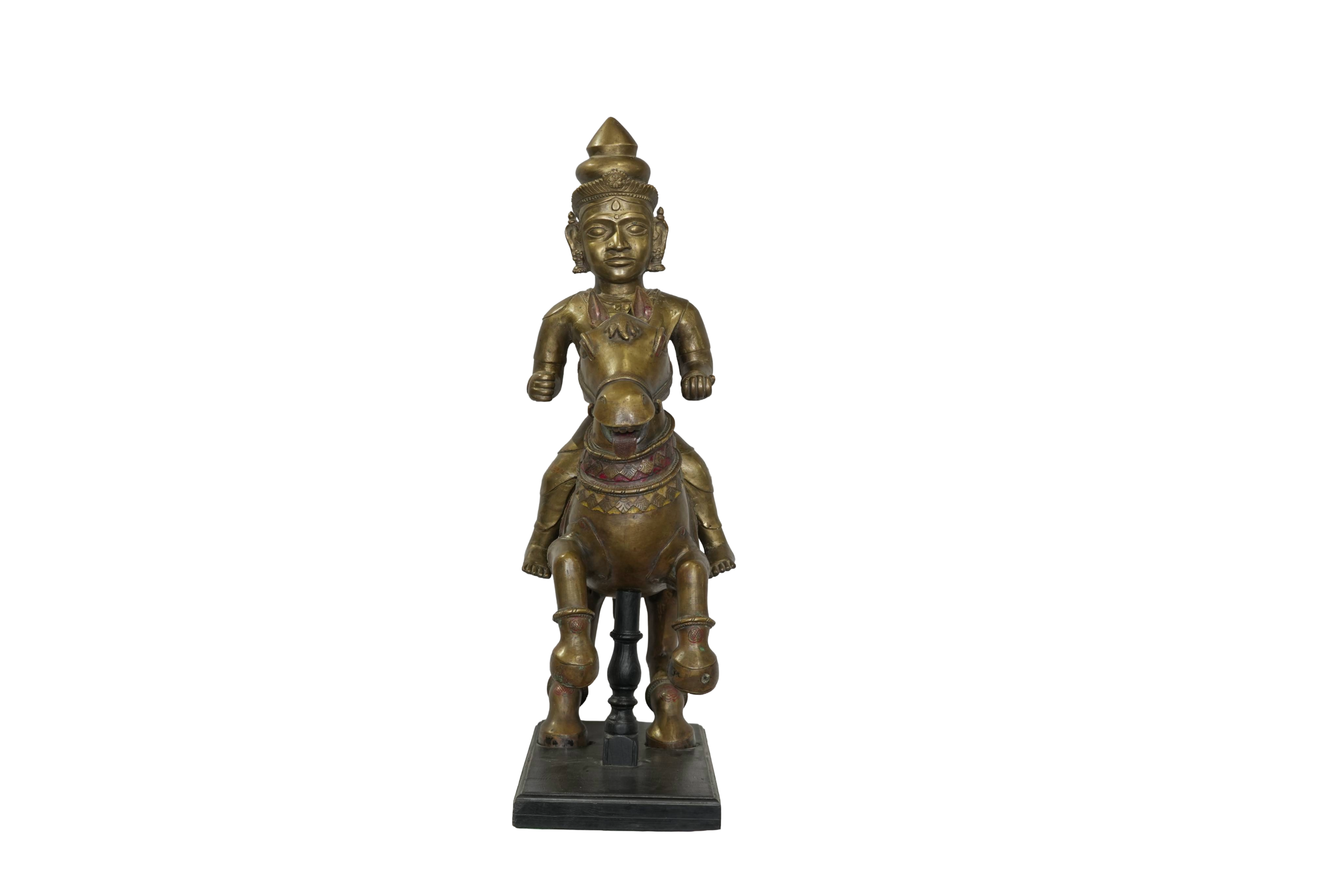 Sacred Khandoba Horseback Bronze Sculpture