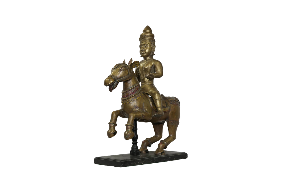 Sacred Khandoba Horseback Bronze Sculpture