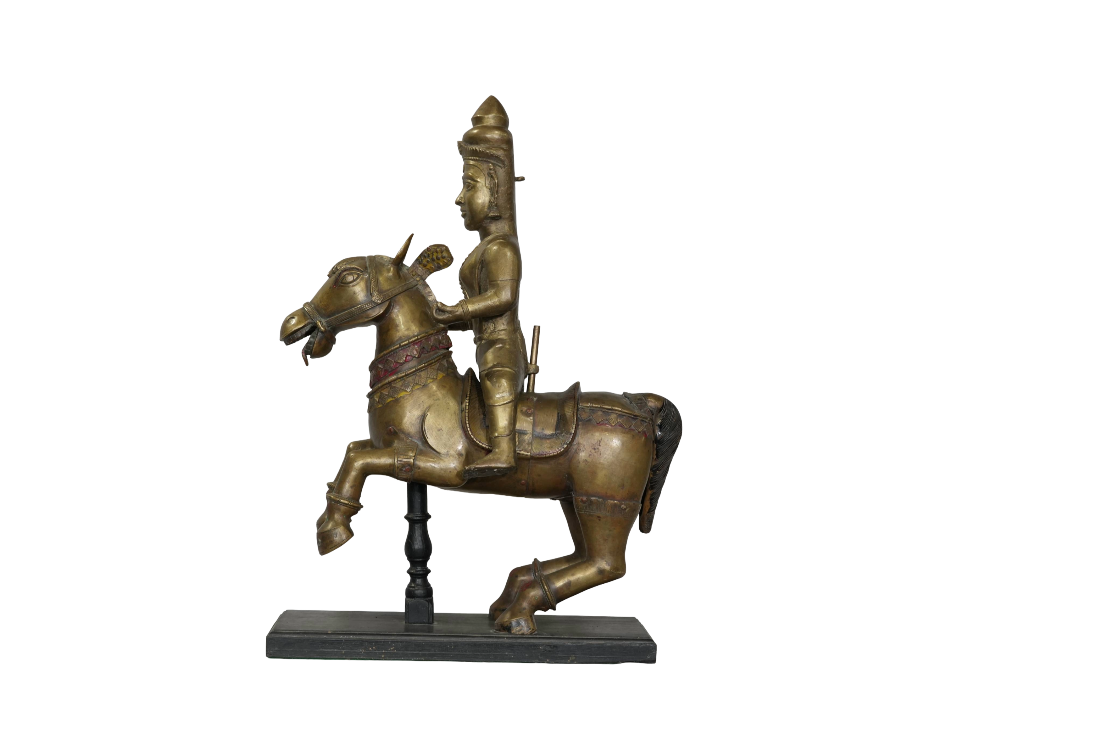Sacred Khandoba Horseback Bronze Sculpture