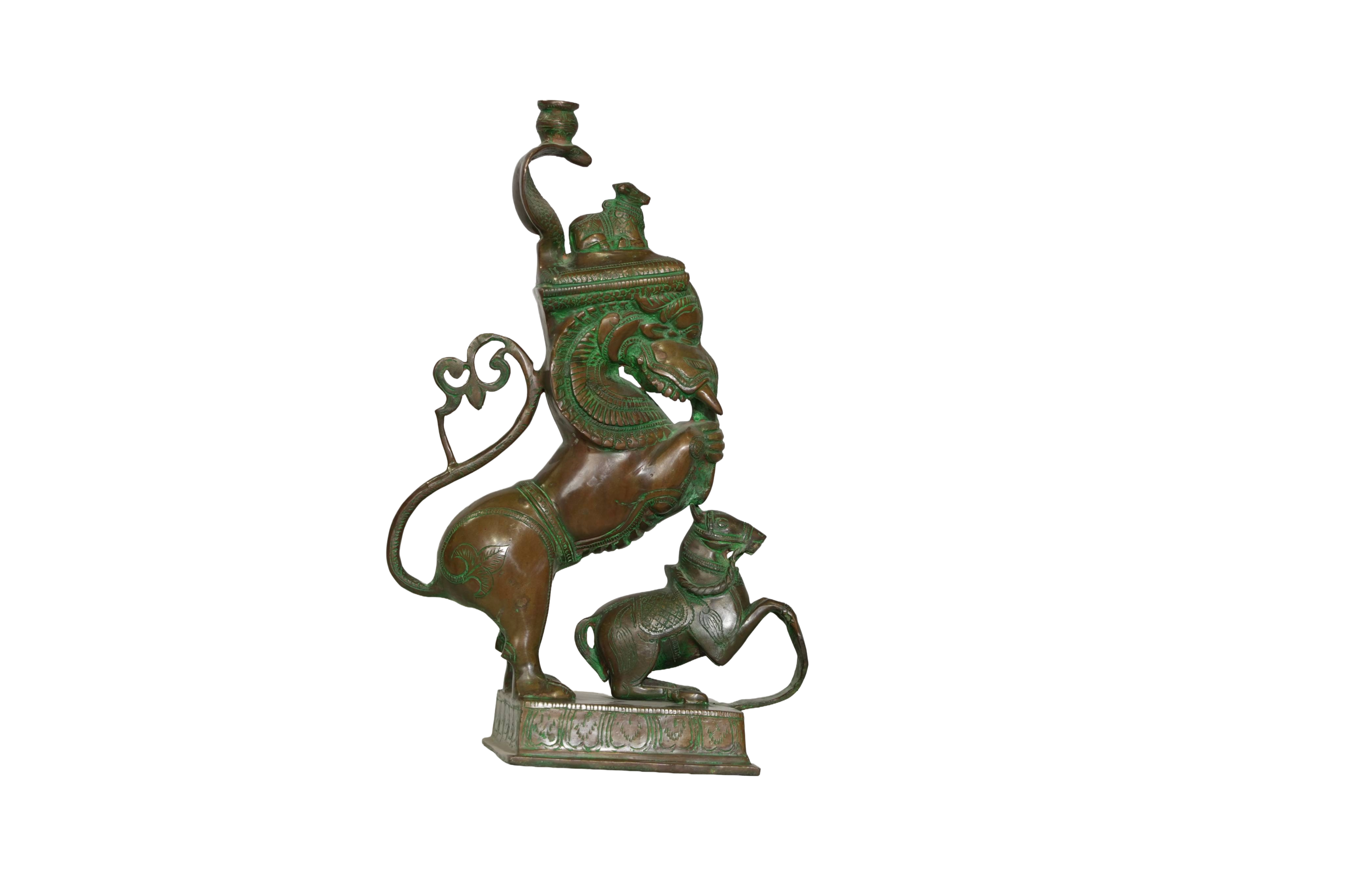 Mythical Yali and Nandi Bronze Sculpture