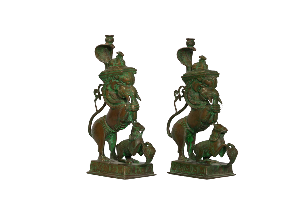 Mythical Yali and Nandi Bronze Sculpture