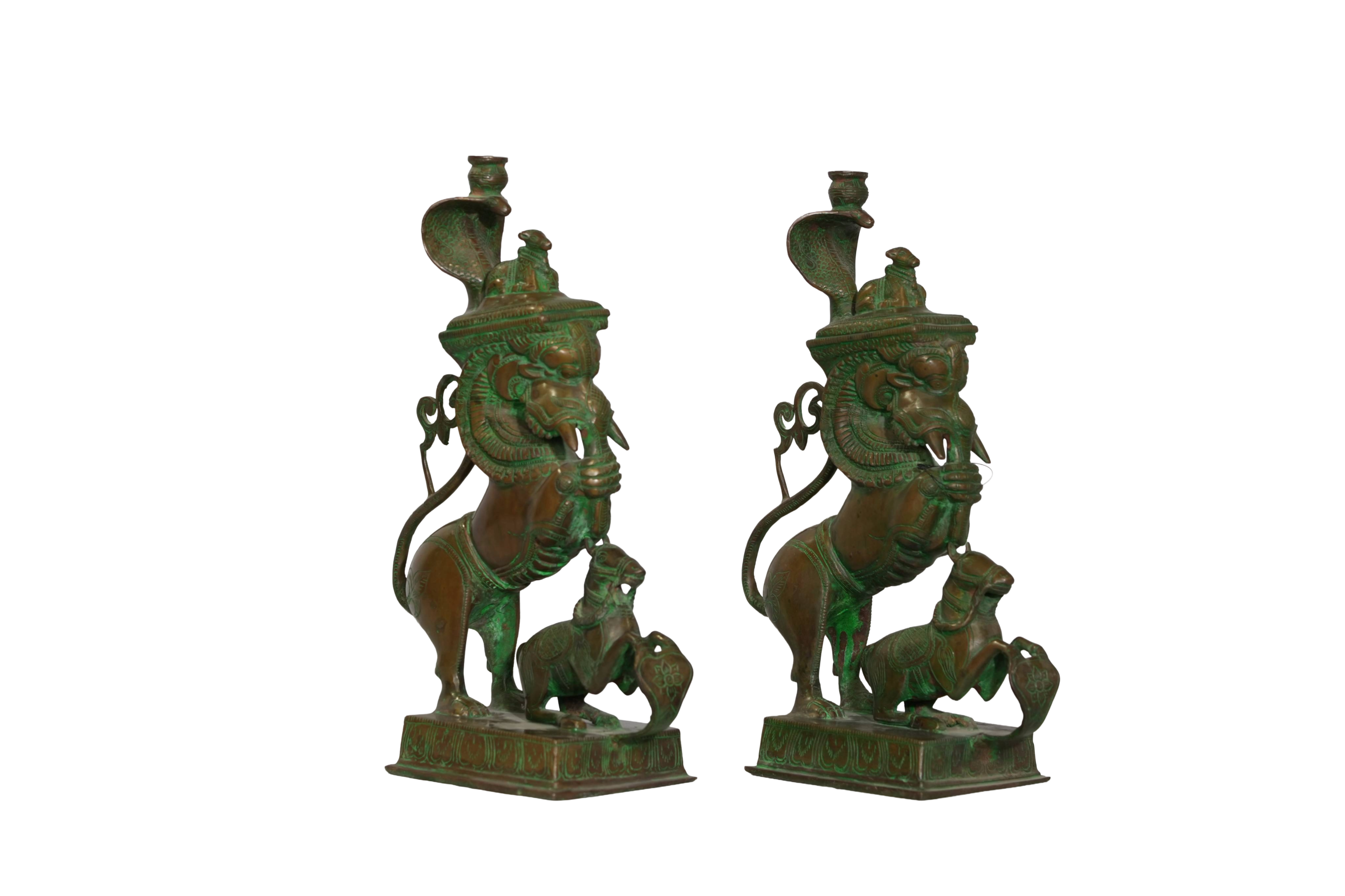 Mythical Yali and Nandi Bronze Sculpture