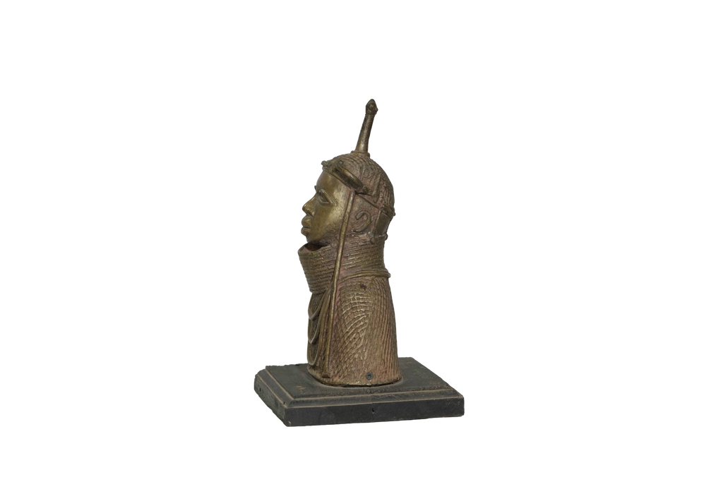 African King Oba Bronze Bust Sculpture