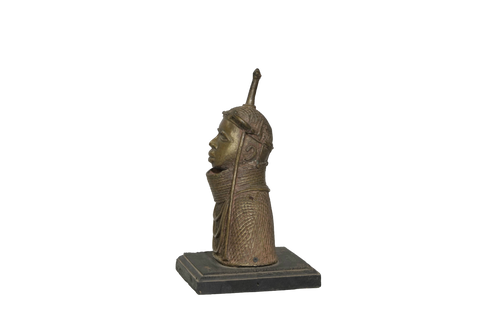 African King Oba Bronze Bust Sculpture