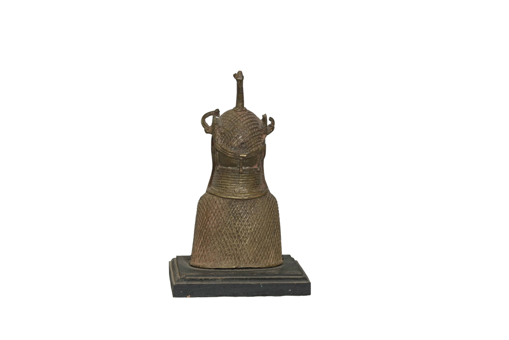 African King Oba Bronze Bust Sculpture