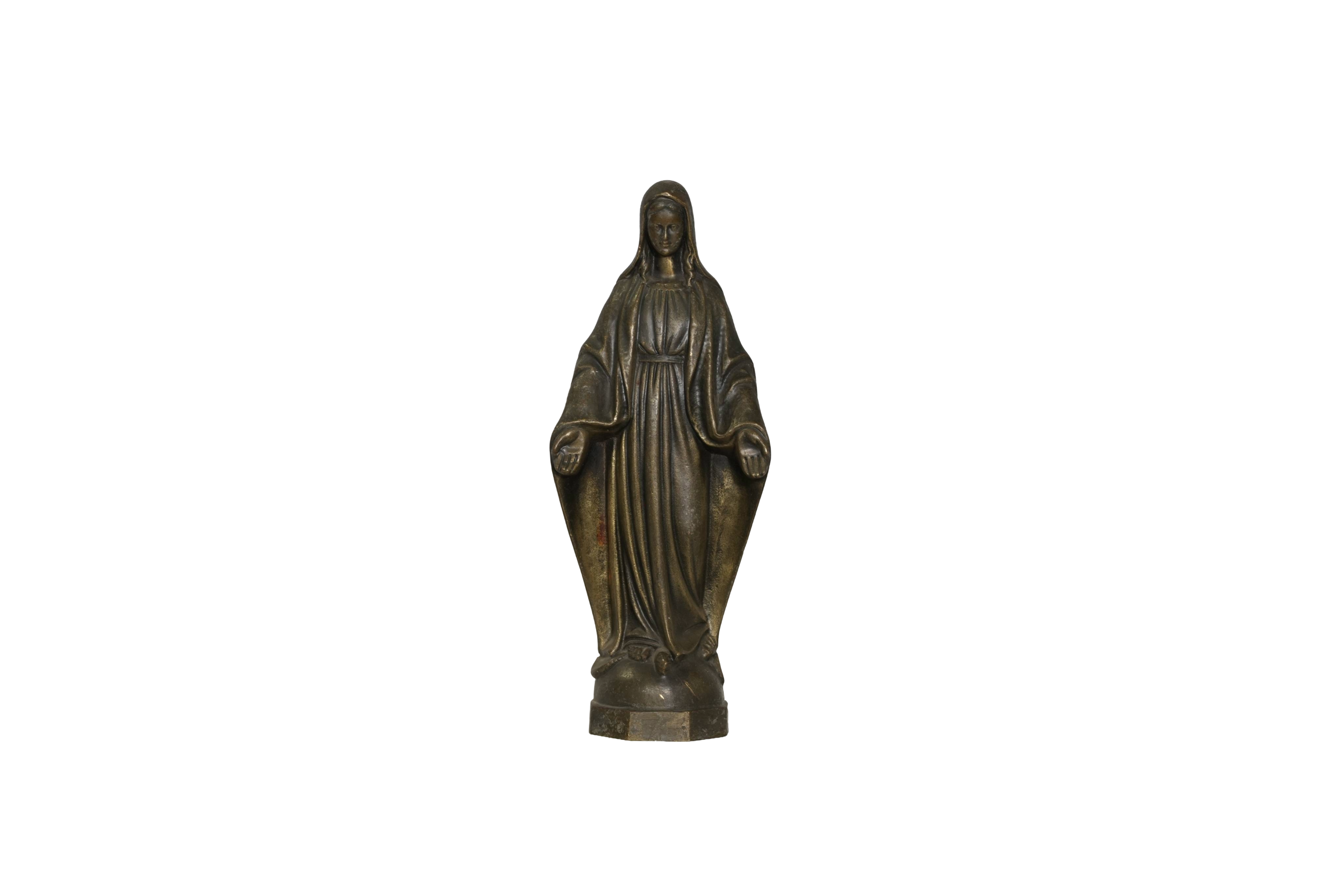 Vintage Madonna Bronze Religious Statue