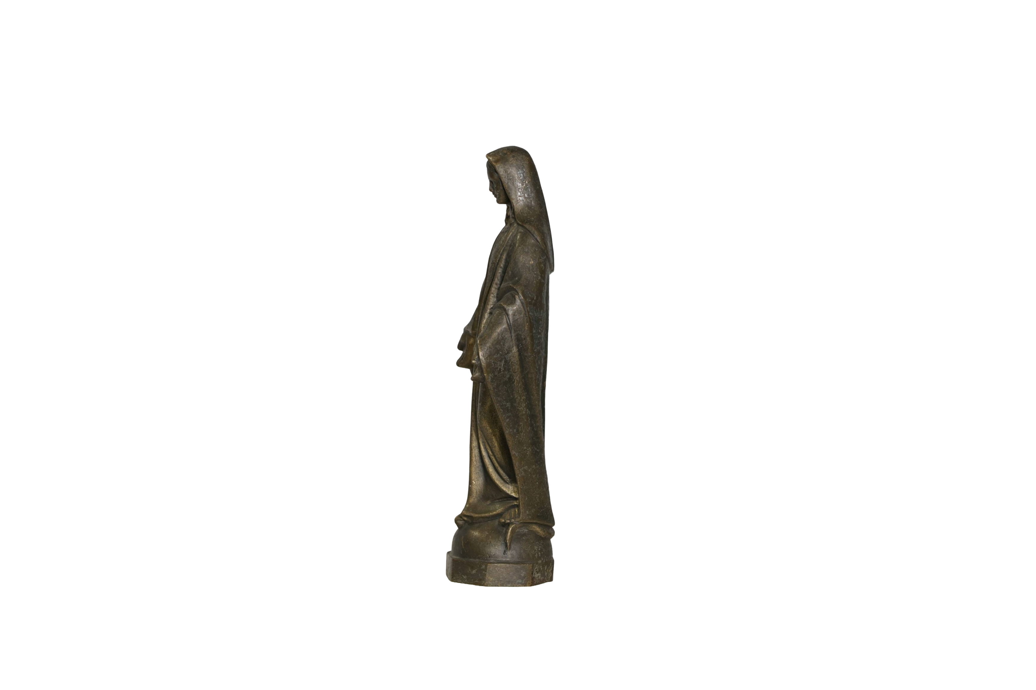 Vintage Madonna Bronze Religious Statue