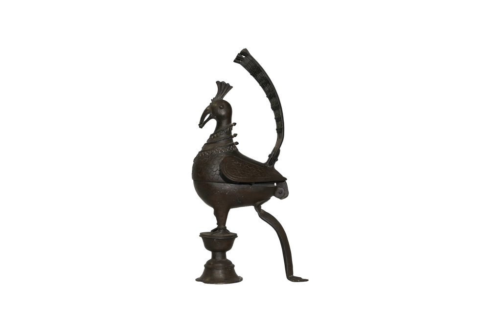 Vintage Peacock Brass Incense Holder