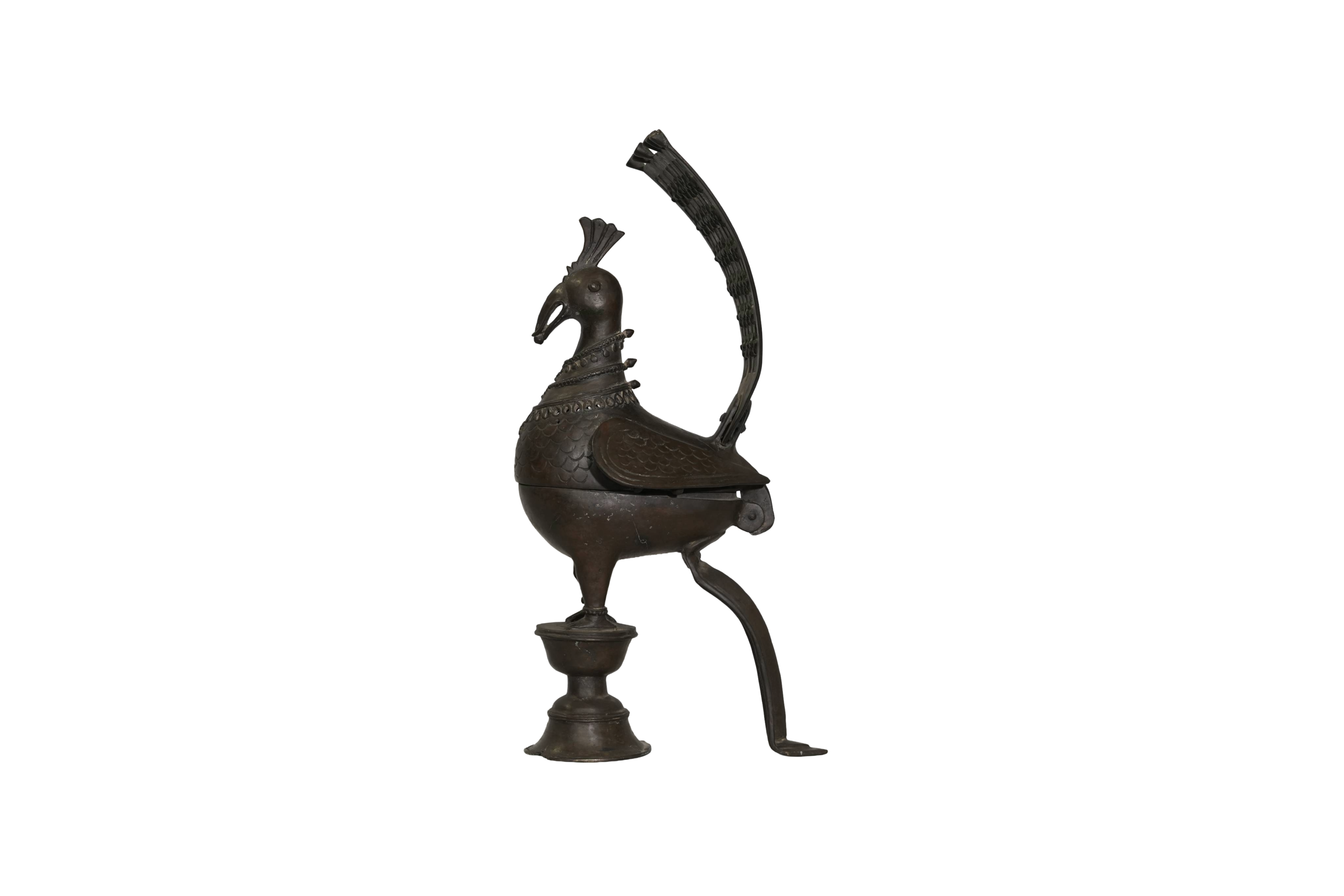 Vintage Peacock Brass Incense Holder