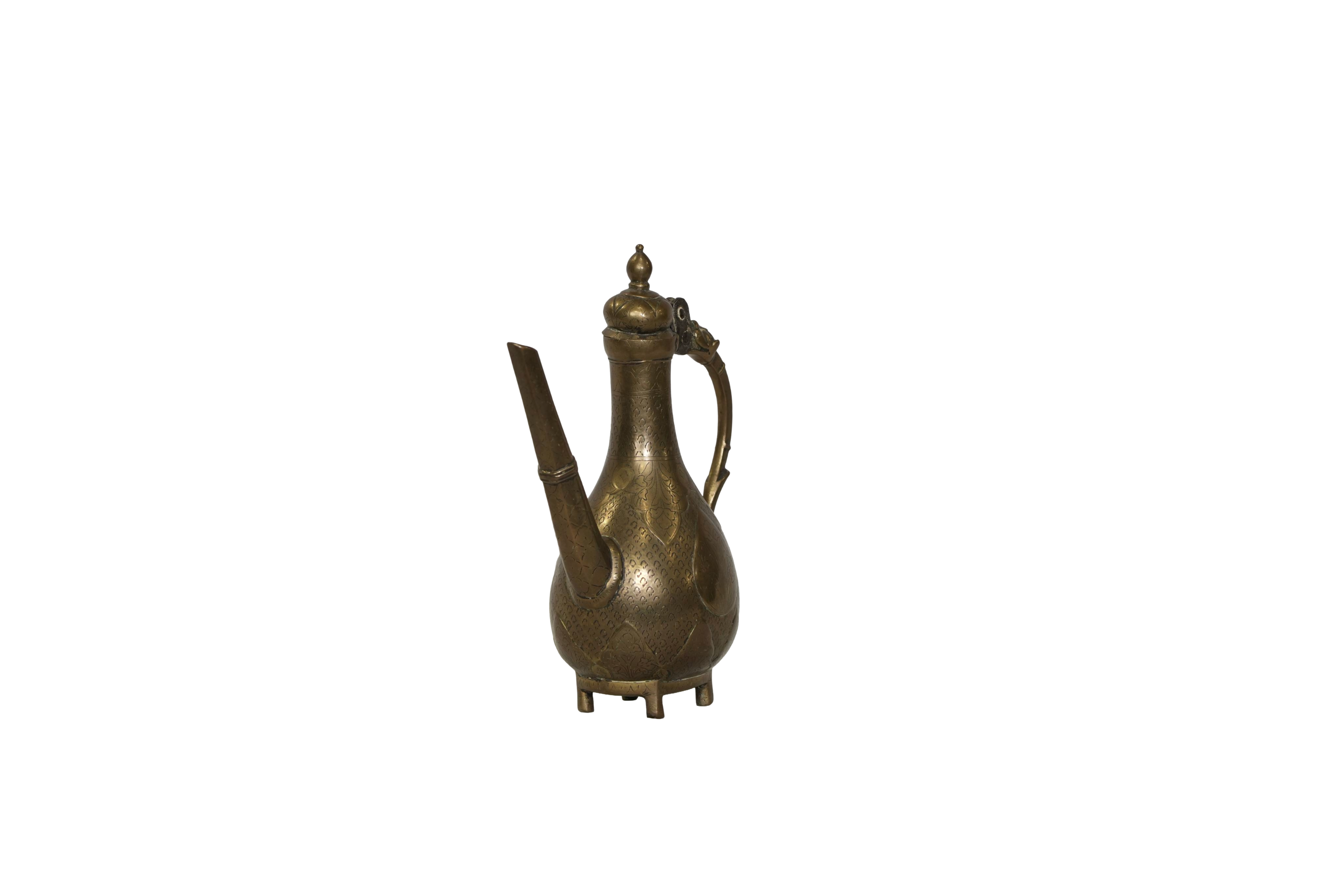 Antique Brass Engraved Ewer Pitcher