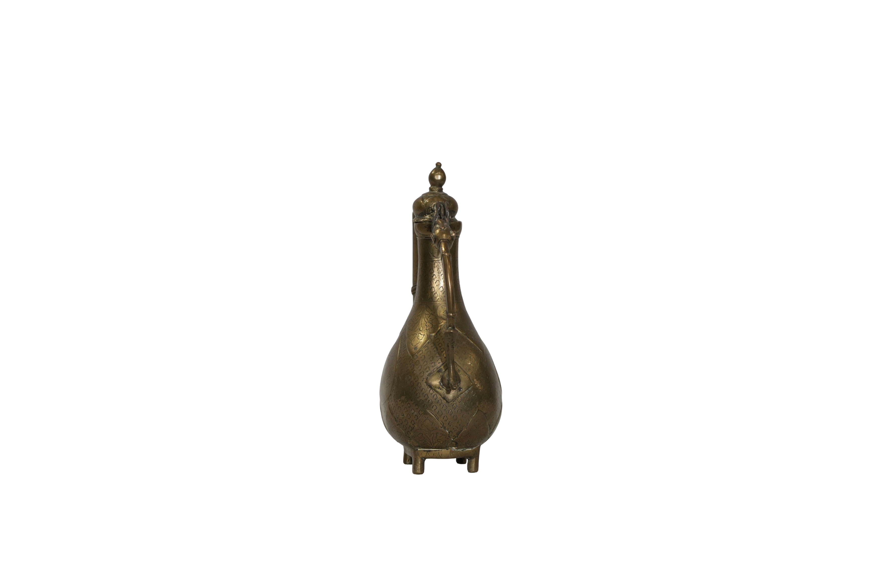 Antique Brass Engraved Ewer Pitcher