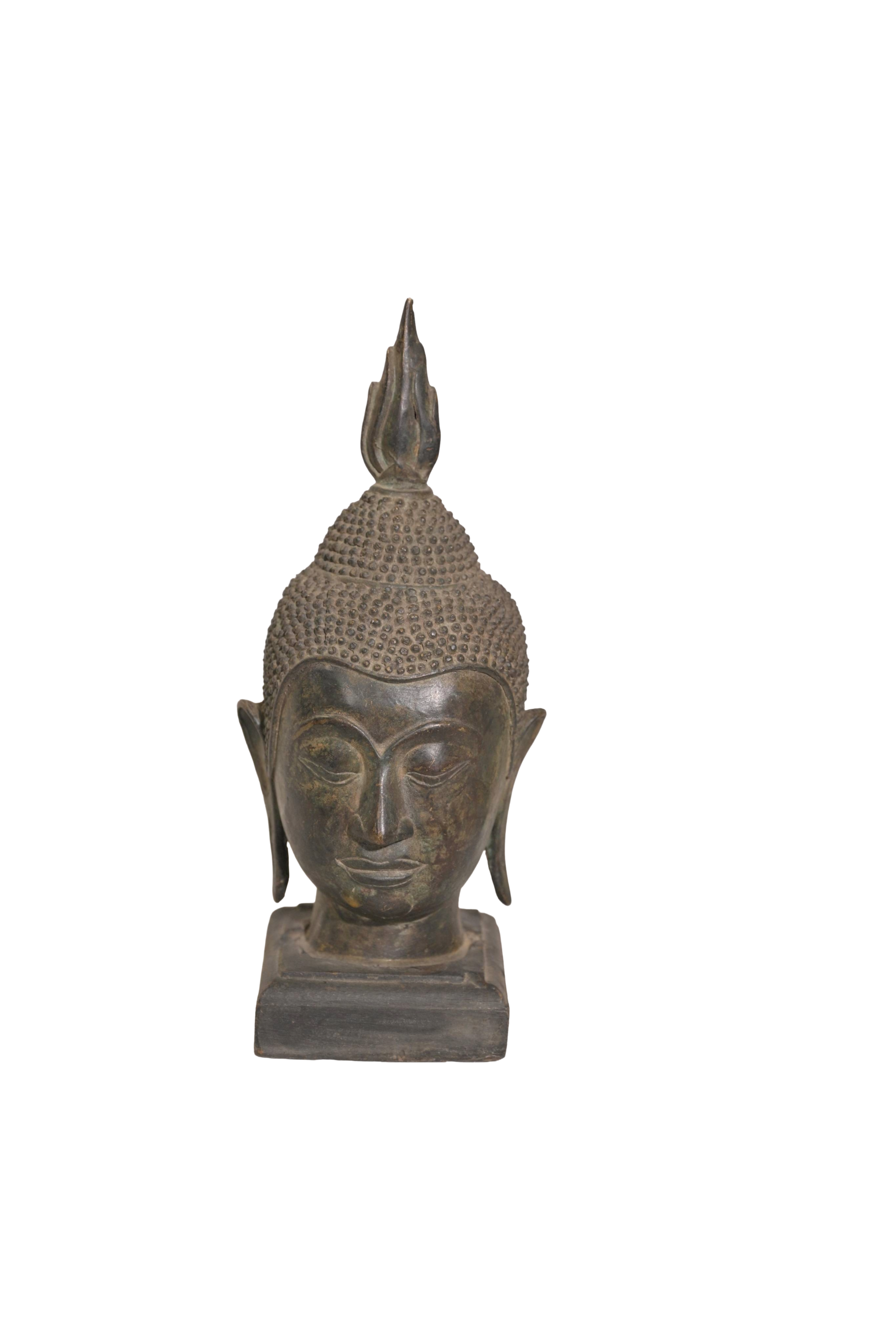 Buddha Head Brass Meditation Sculpture