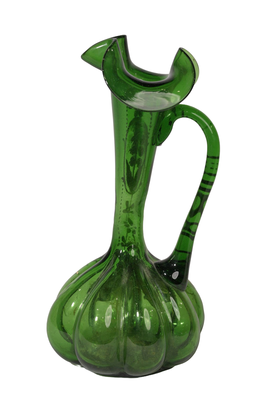 Emerald Floral Glass Pitcher