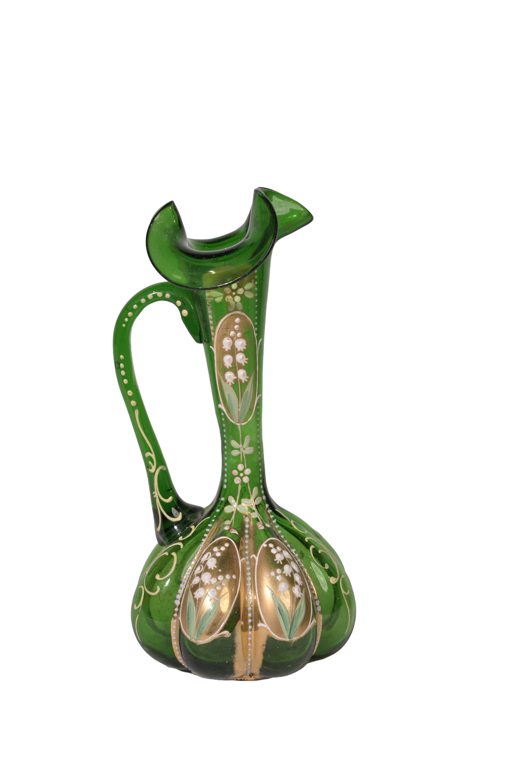 Emerald Floral Glass Pitcher