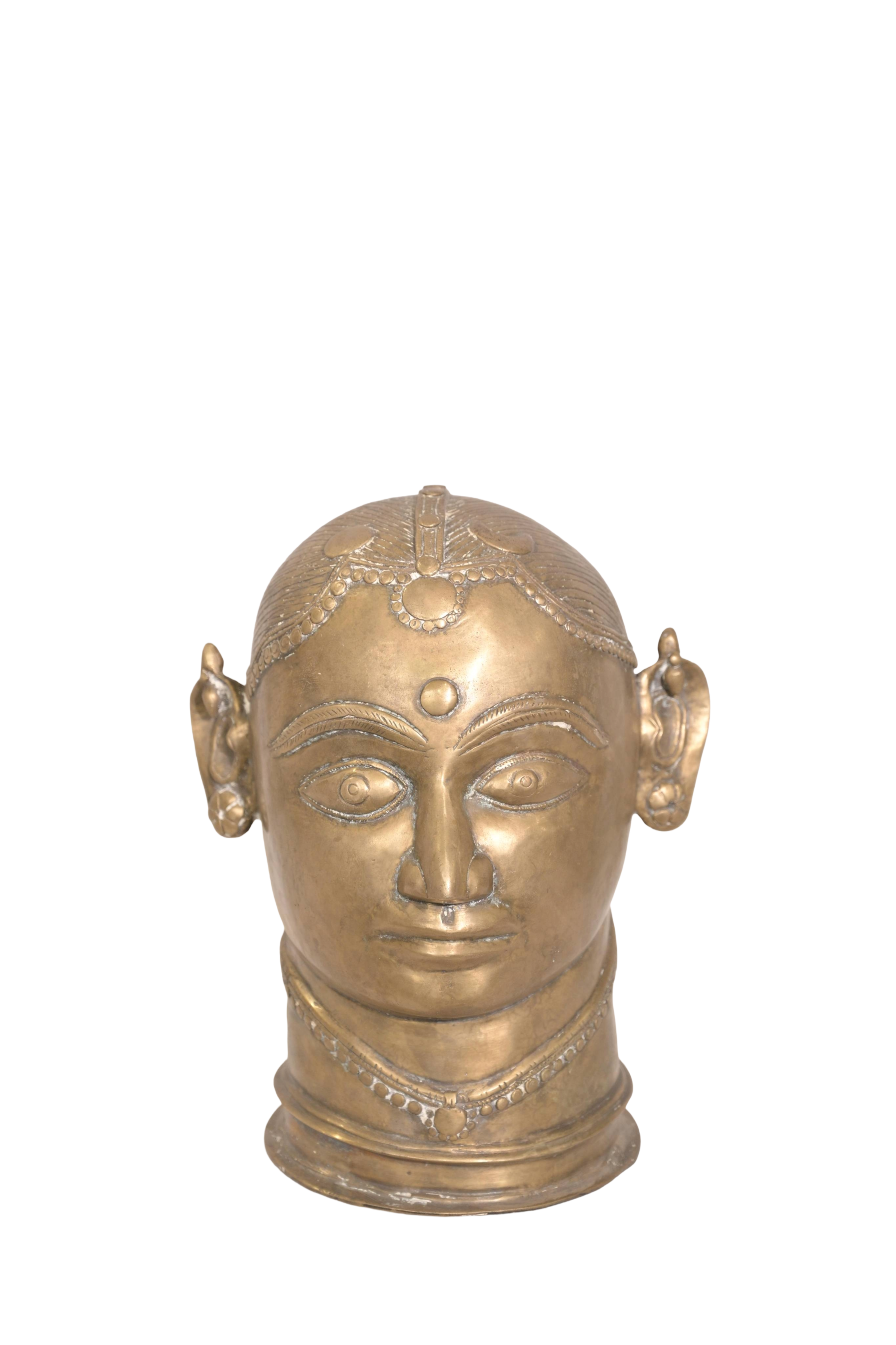 Sacred Gauri Brass Goddess Head