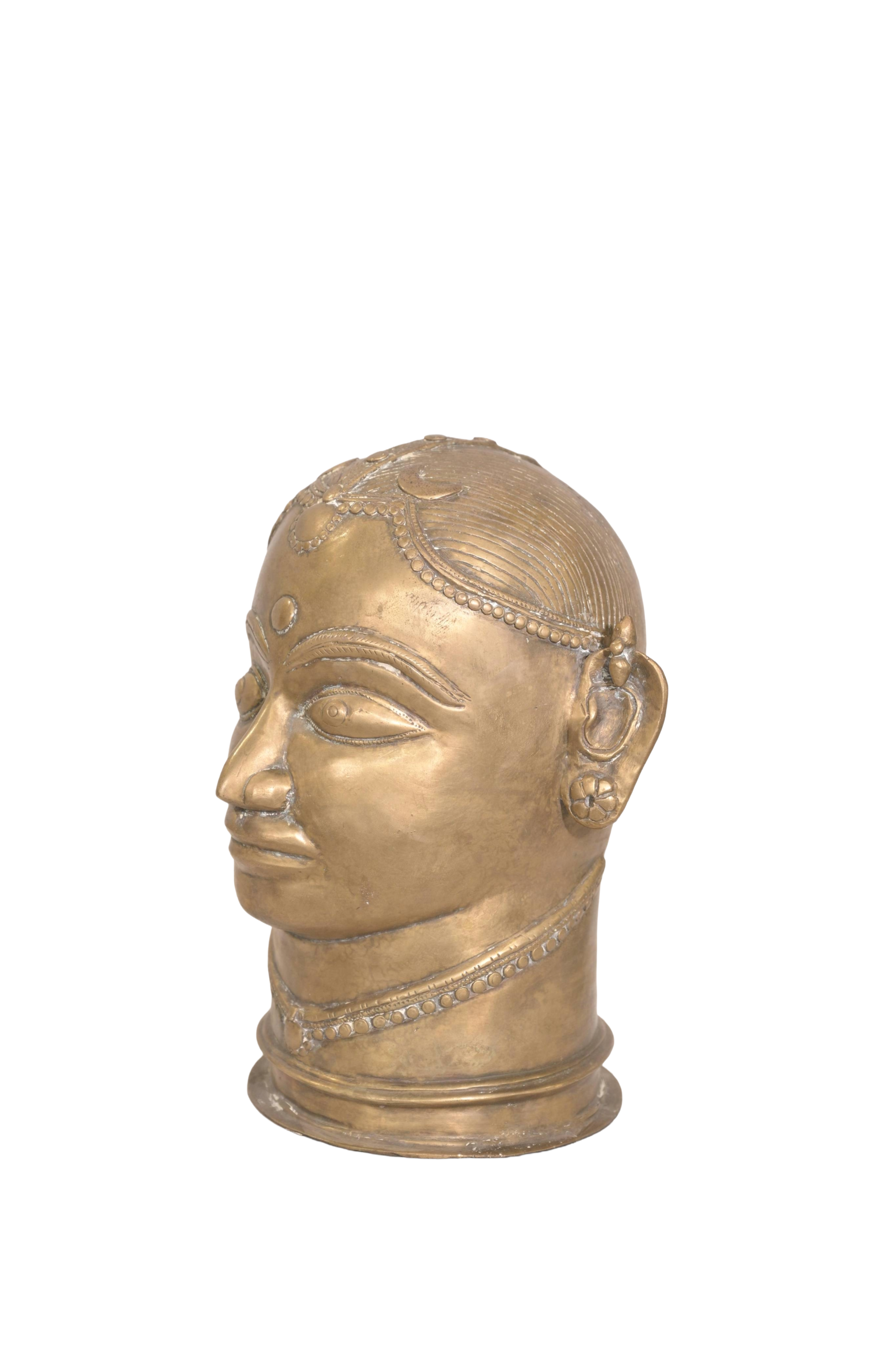Sacred Gauri Brass Goddess Head