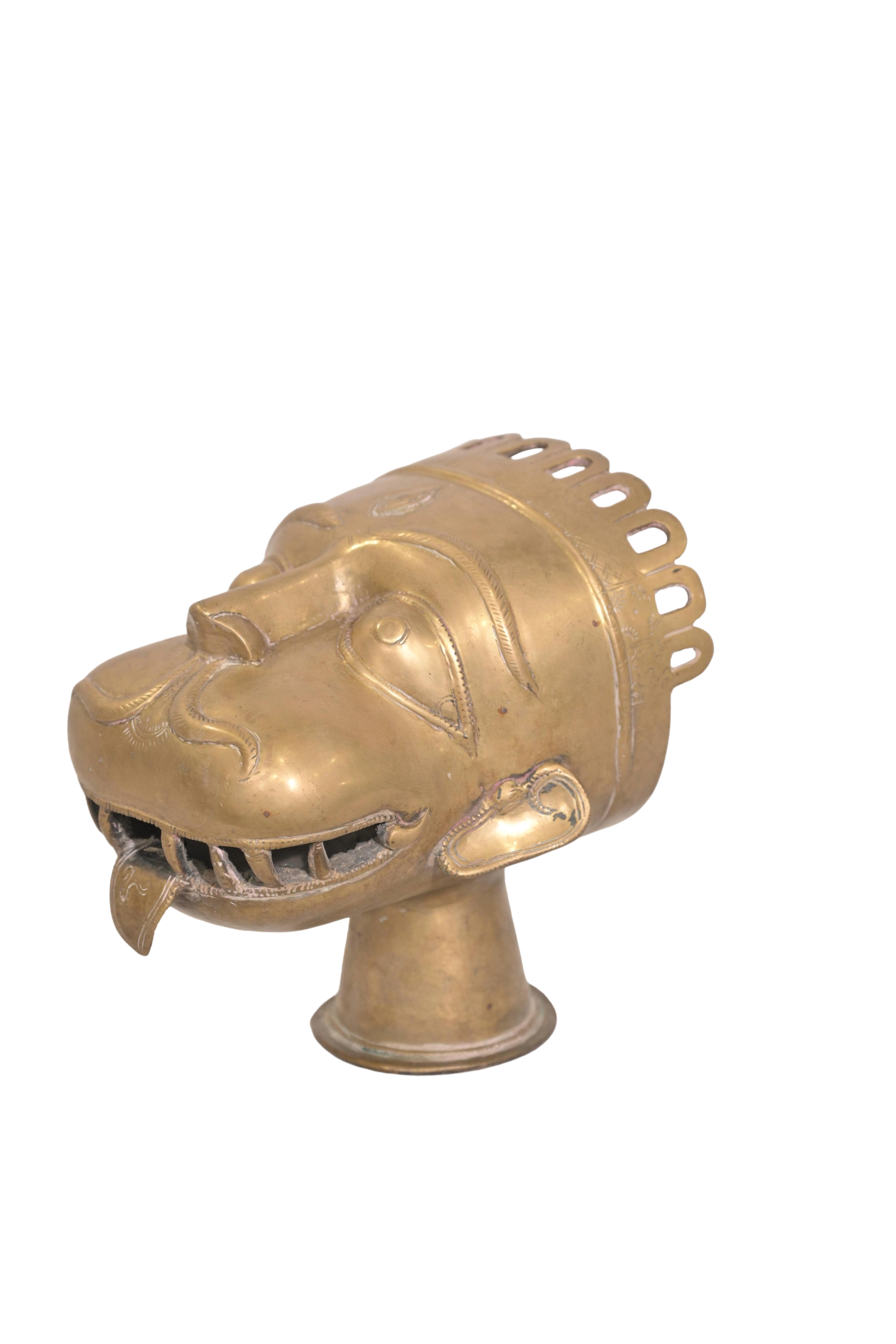 Sacred Shiva Mukha Brass Ritual Mask