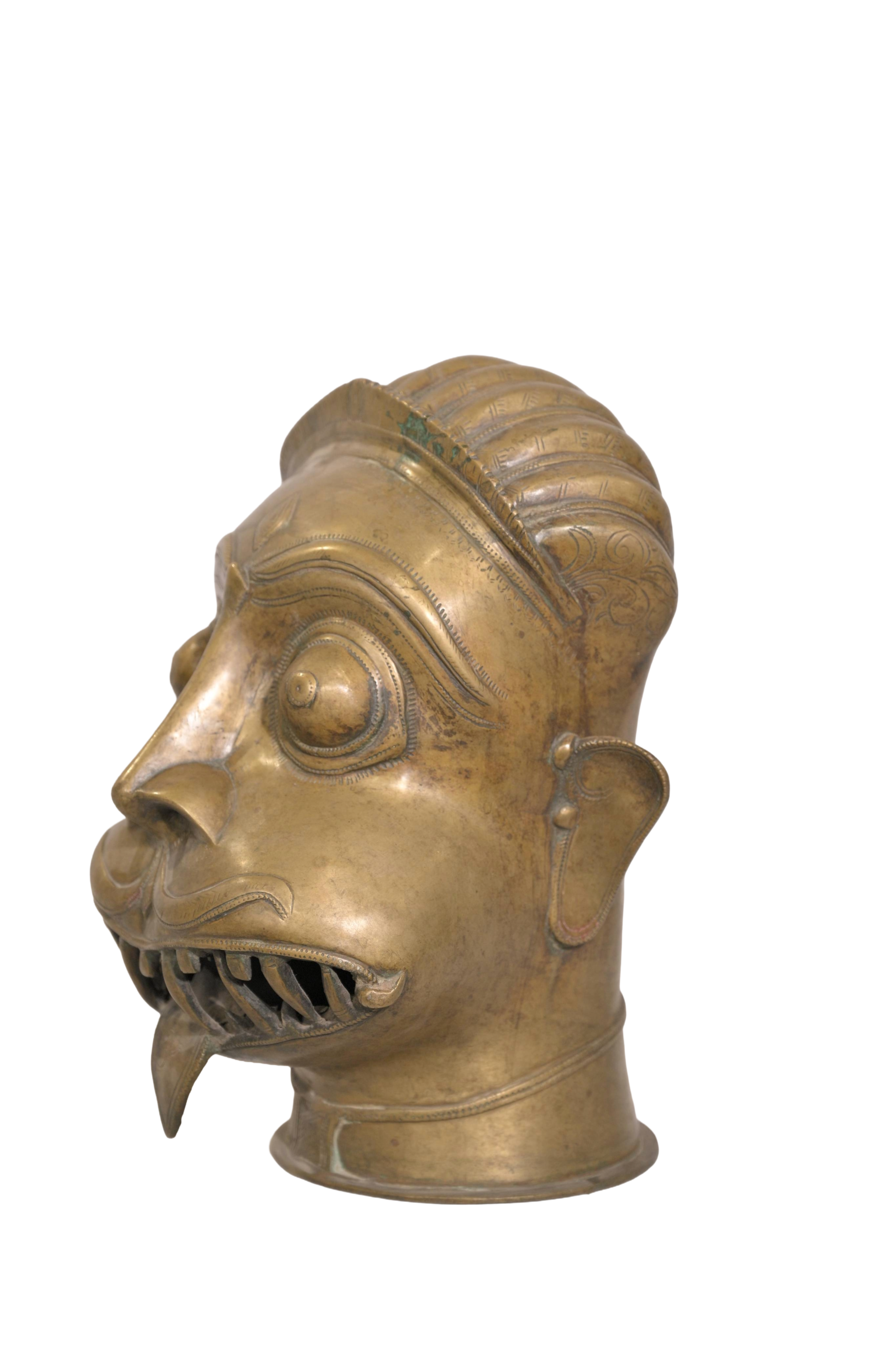 Antique Bhairava Brass Ritual Mask