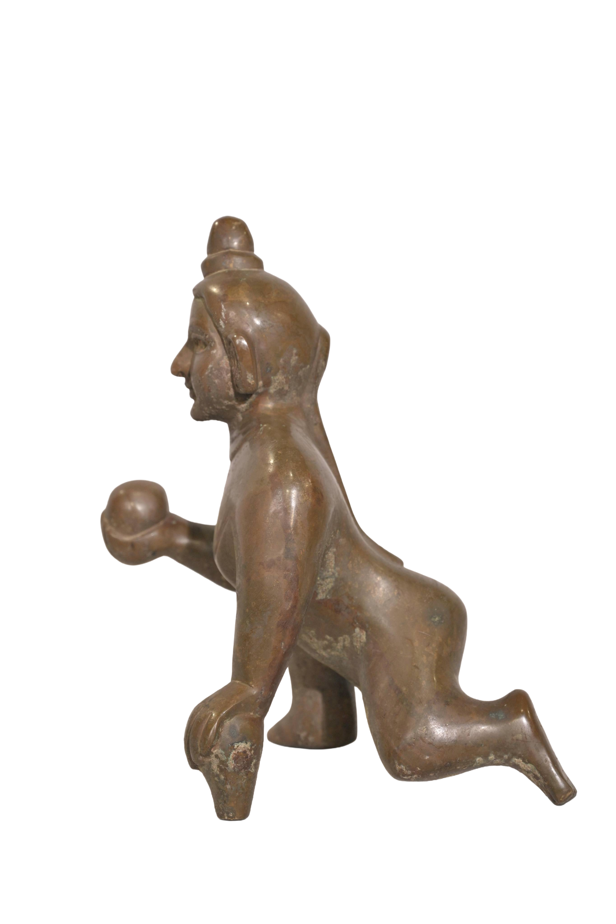 Sacred Bala Krishna Crawling Bronze Figure