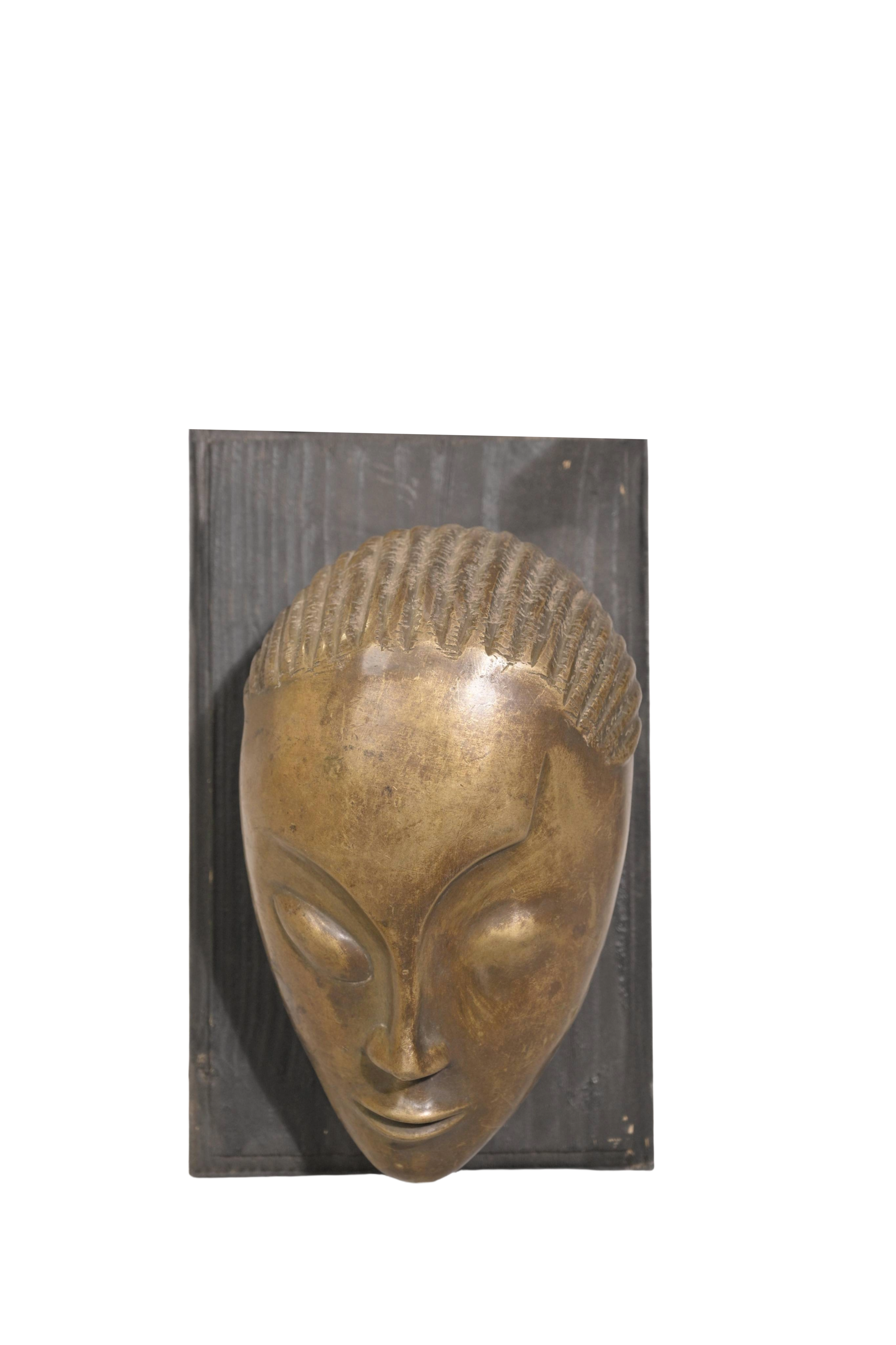 Modern Tribal Brass Face Wall Panel