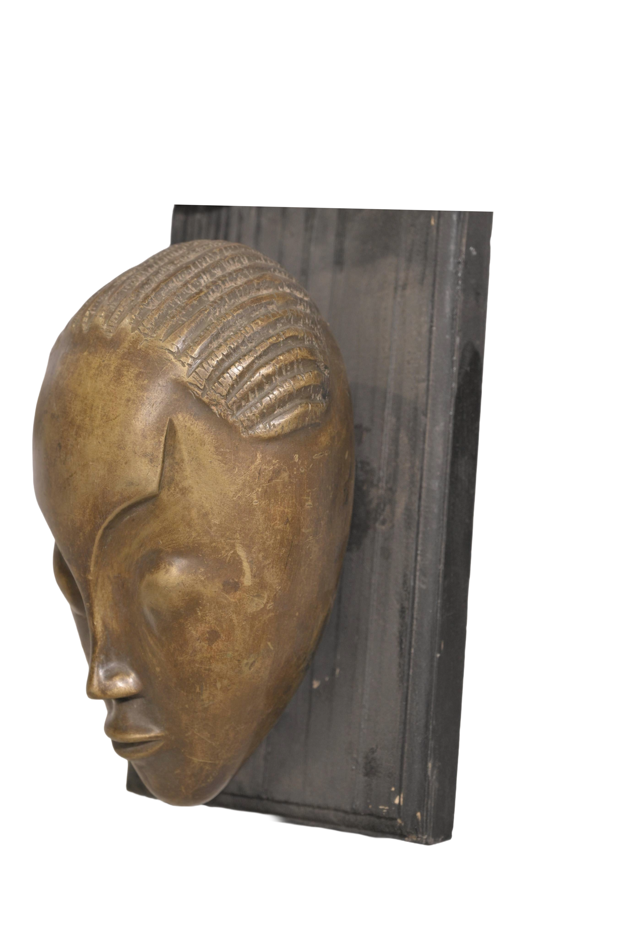 Modern Tribal Brass Face Wall Panel
