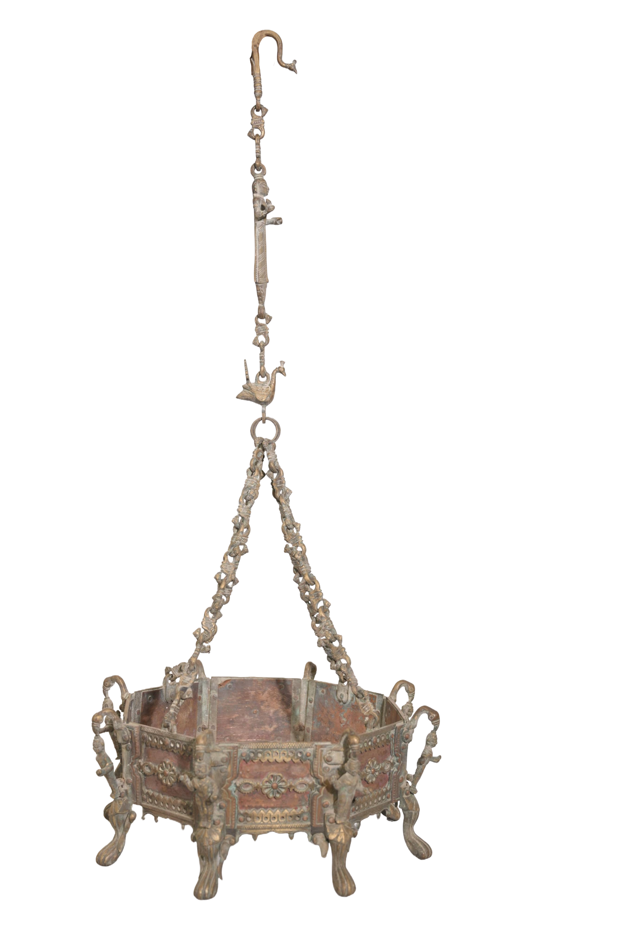 Ornate Hanging Brass Planter Basket