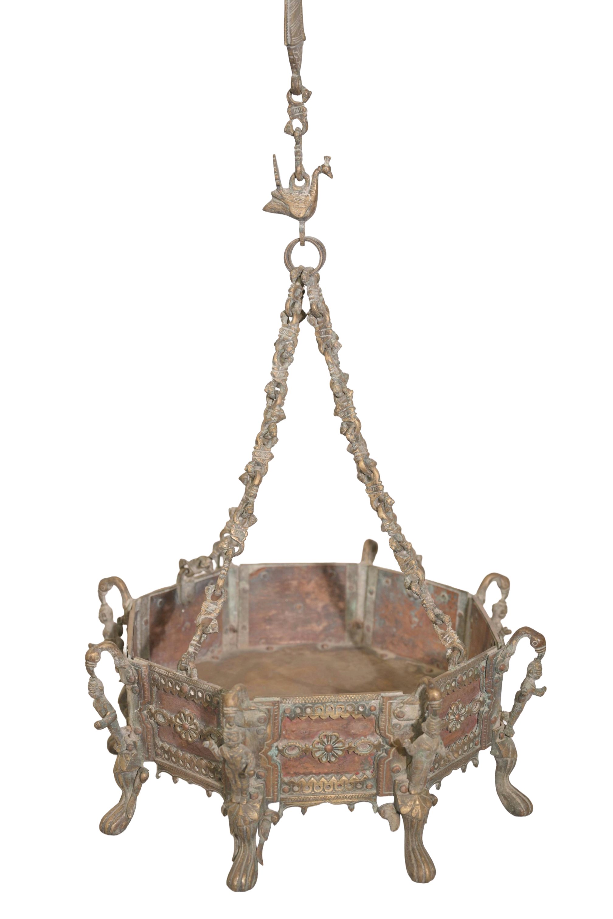 Ornate Hanging Brass Planter Basket