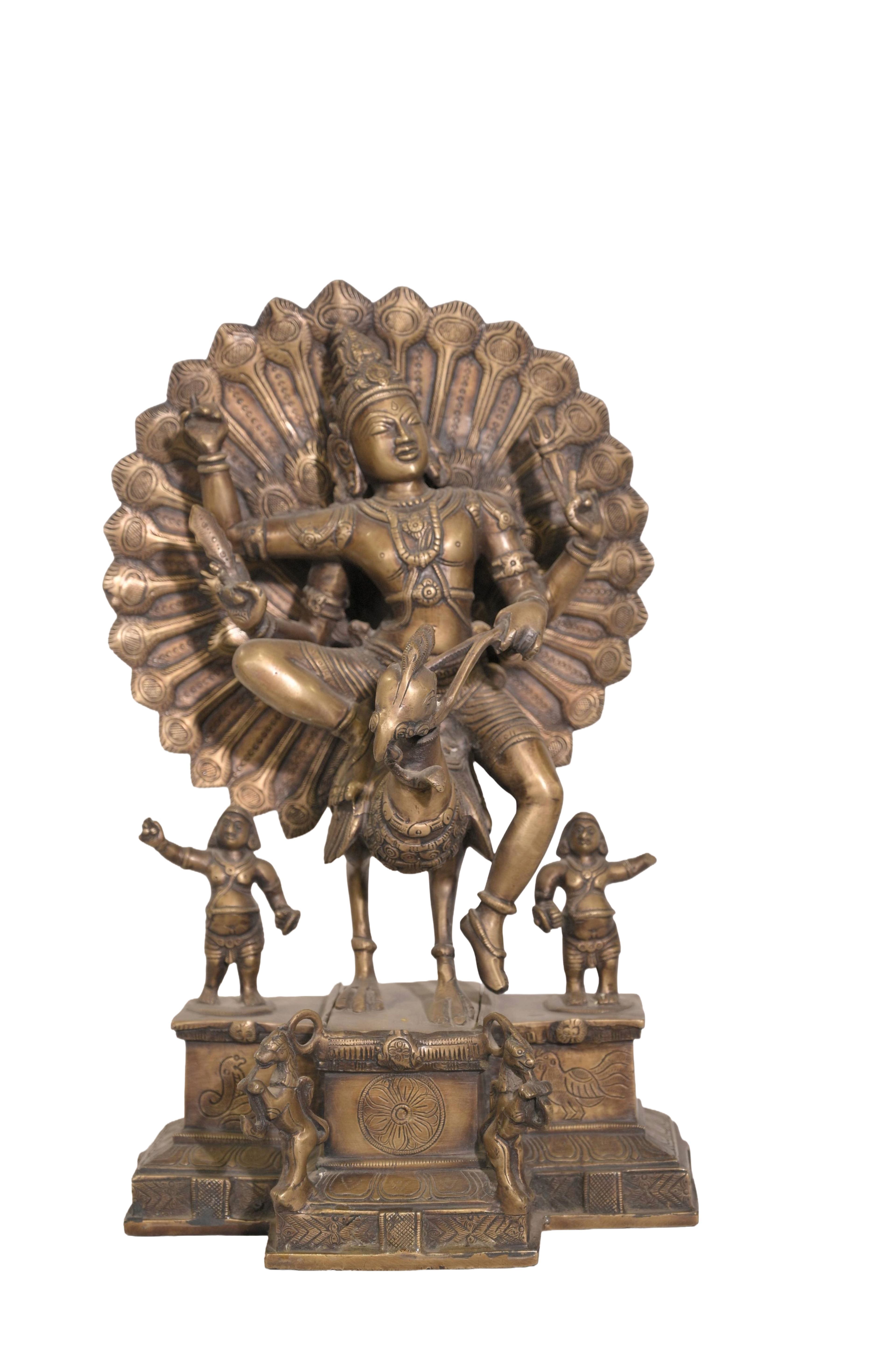 Antique Brass Lord Murugan on Peacock