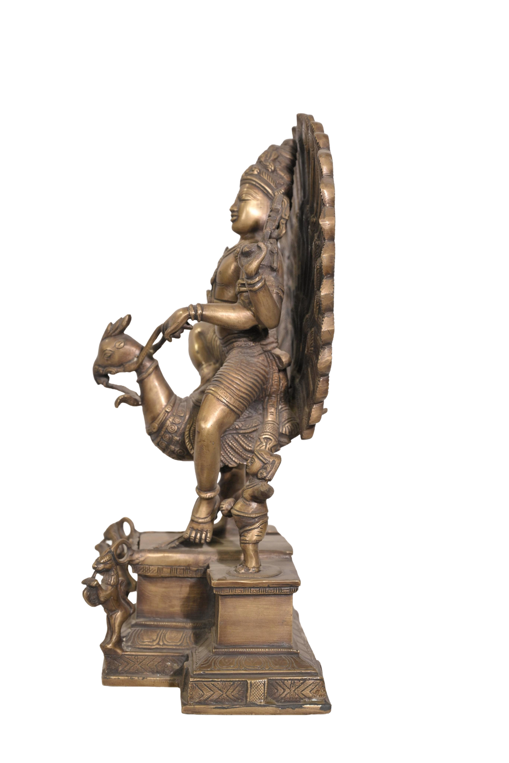Antique Brass Lord Murugan on Peacock