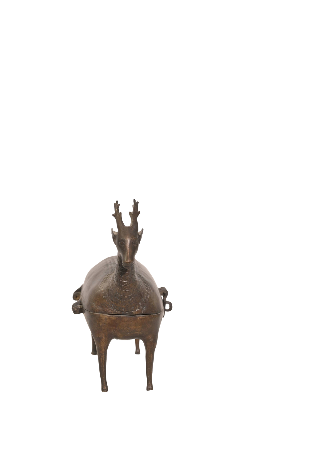 Tribal Brass Deer Storage Vessel