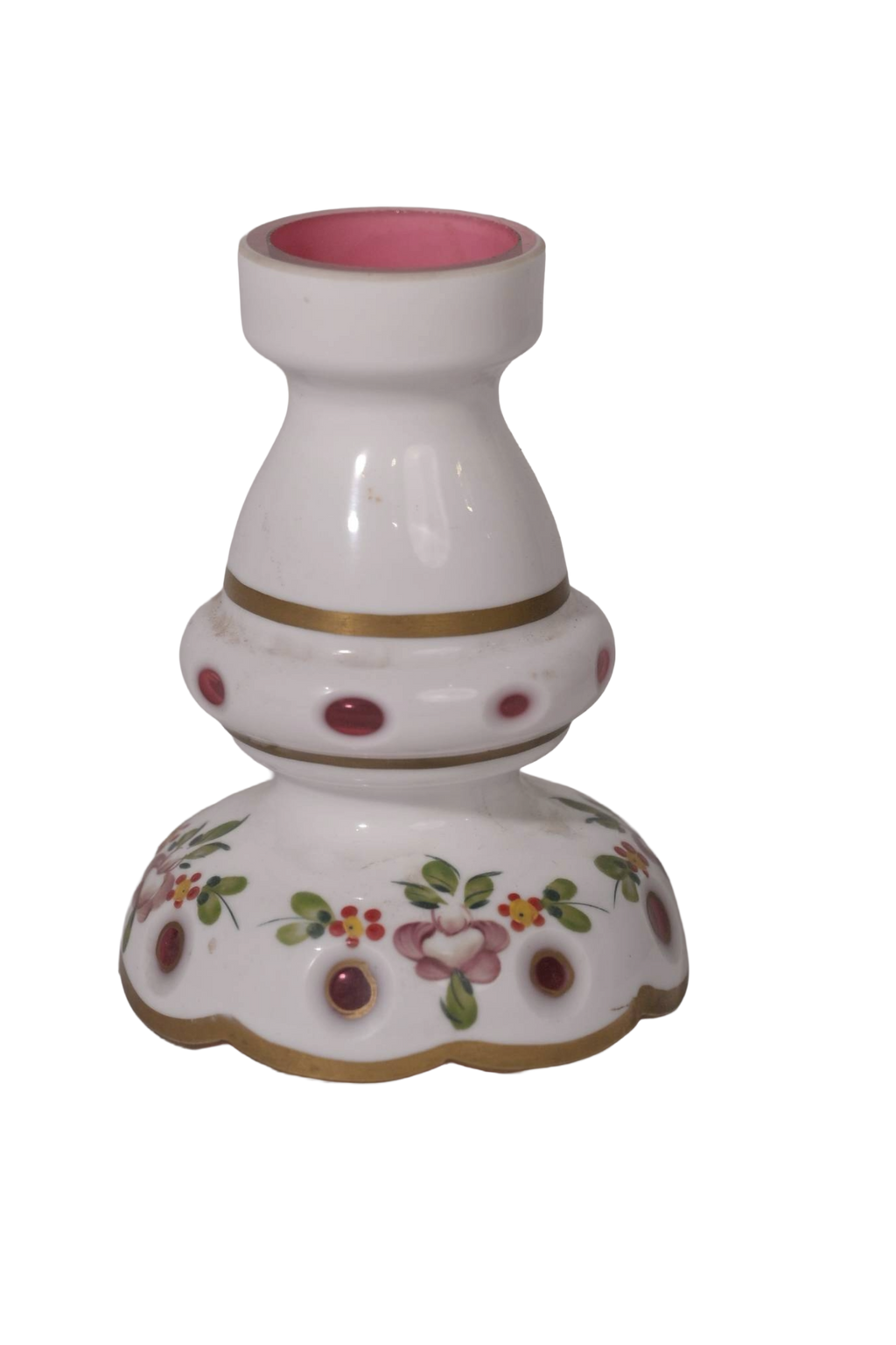 White Floral Glass Candle Holder