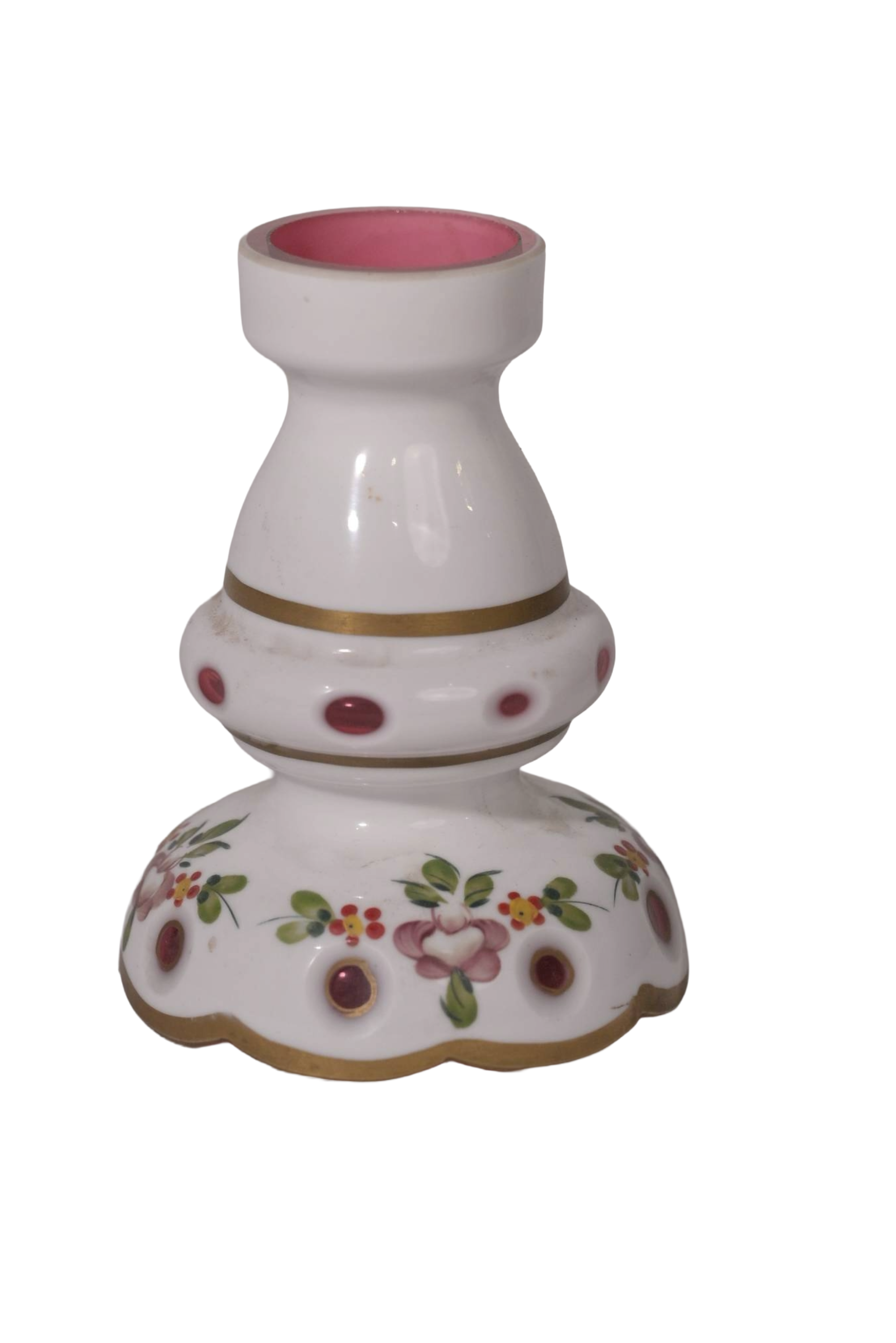 White Floral Glass Candle Holder