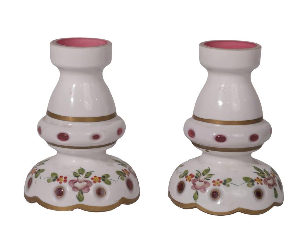 White Floral Glass Candle Holder