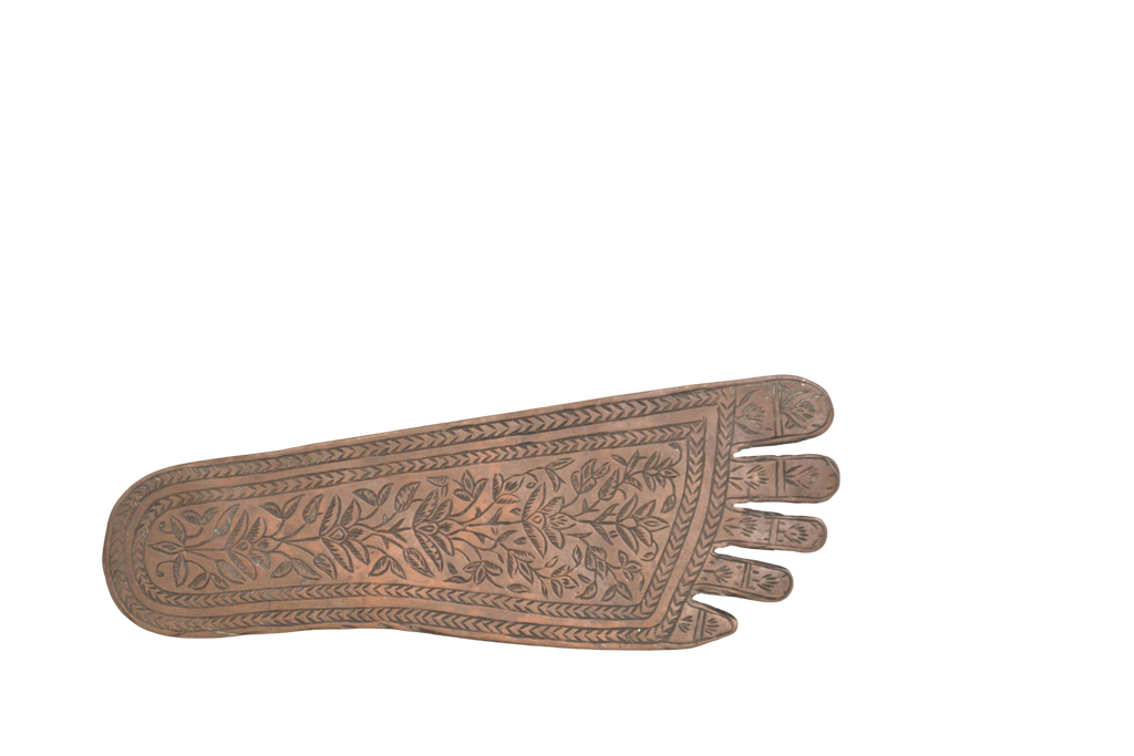 Carved Wooden Vishnu Pada Sacred Footprint