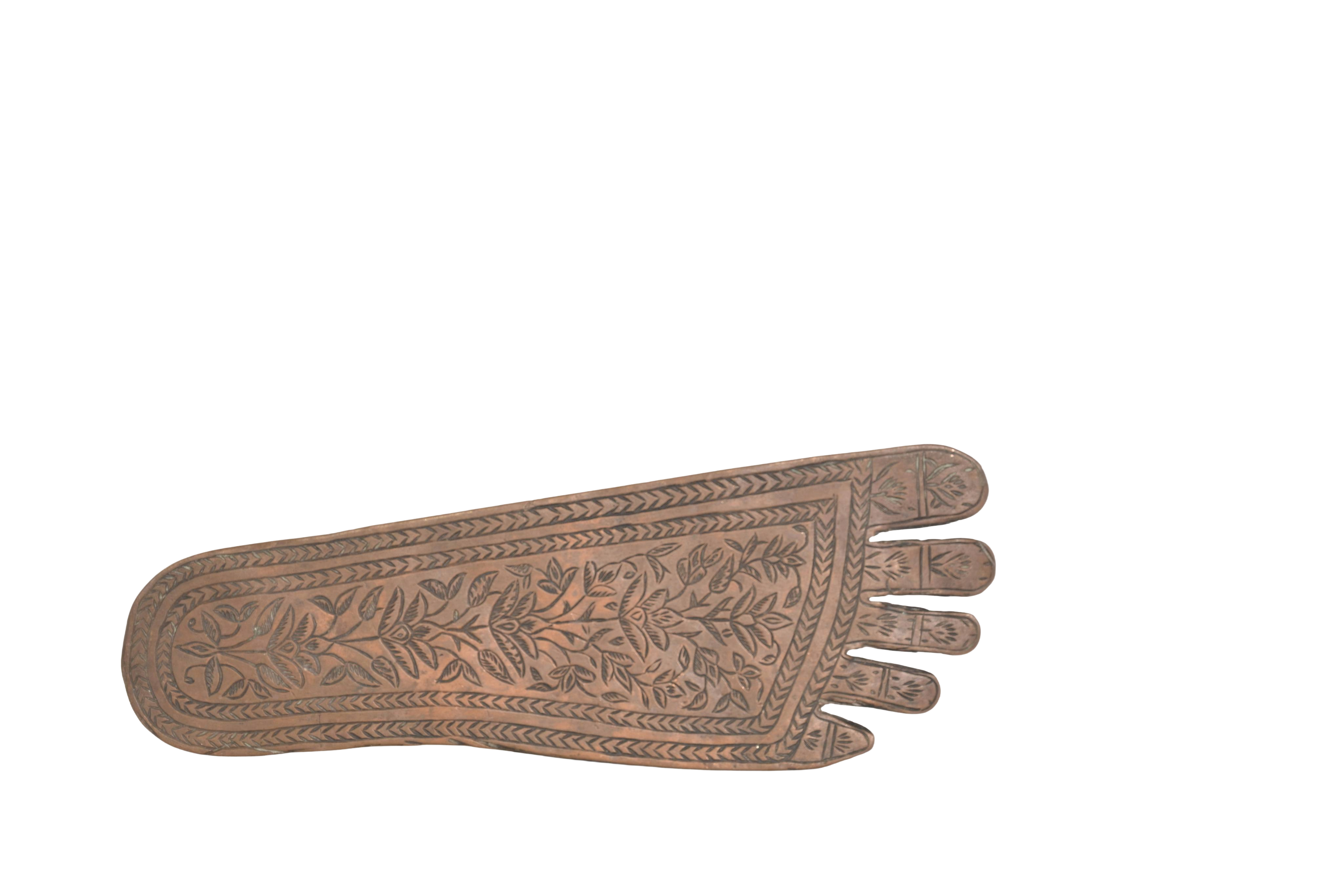 Carved Wooden Vishnu Pada Sacred Footprint