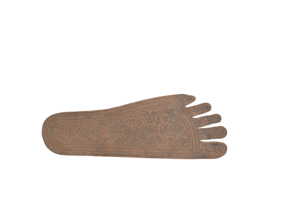 Carved Wooden Vishnu Pada Sacred Footprint