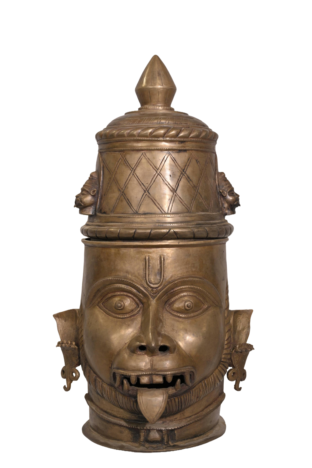 Handcrafted Brass Narasimha Mask Artifact
