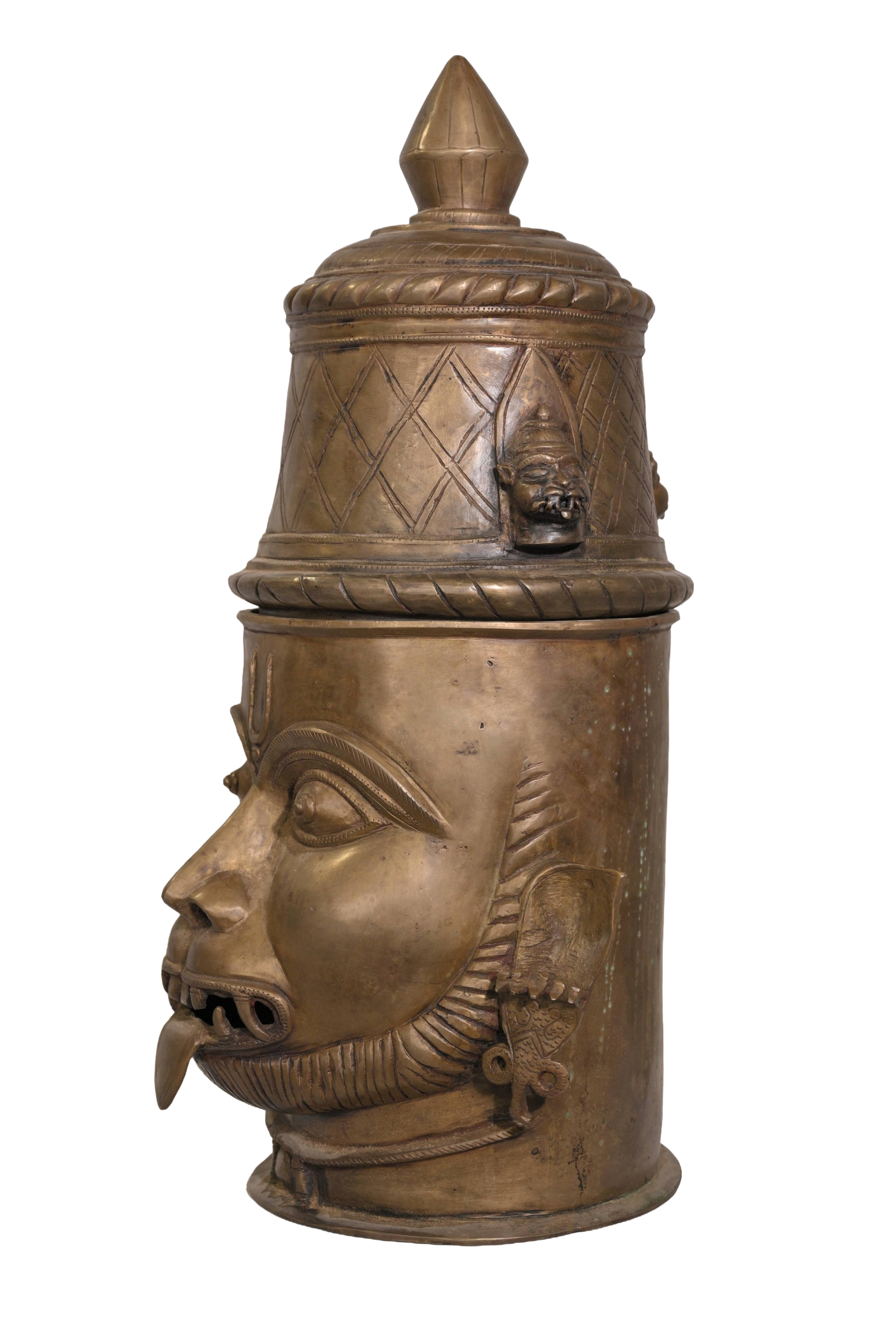 Handcrafted Brass Narasimha Mask Artifact